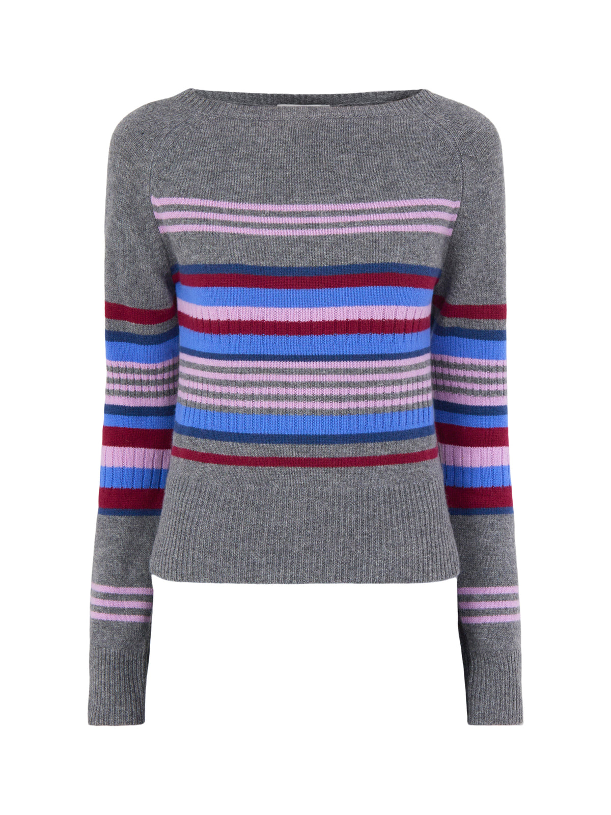 Wool Yesley Wide Neck Jumper - Bold Stripe