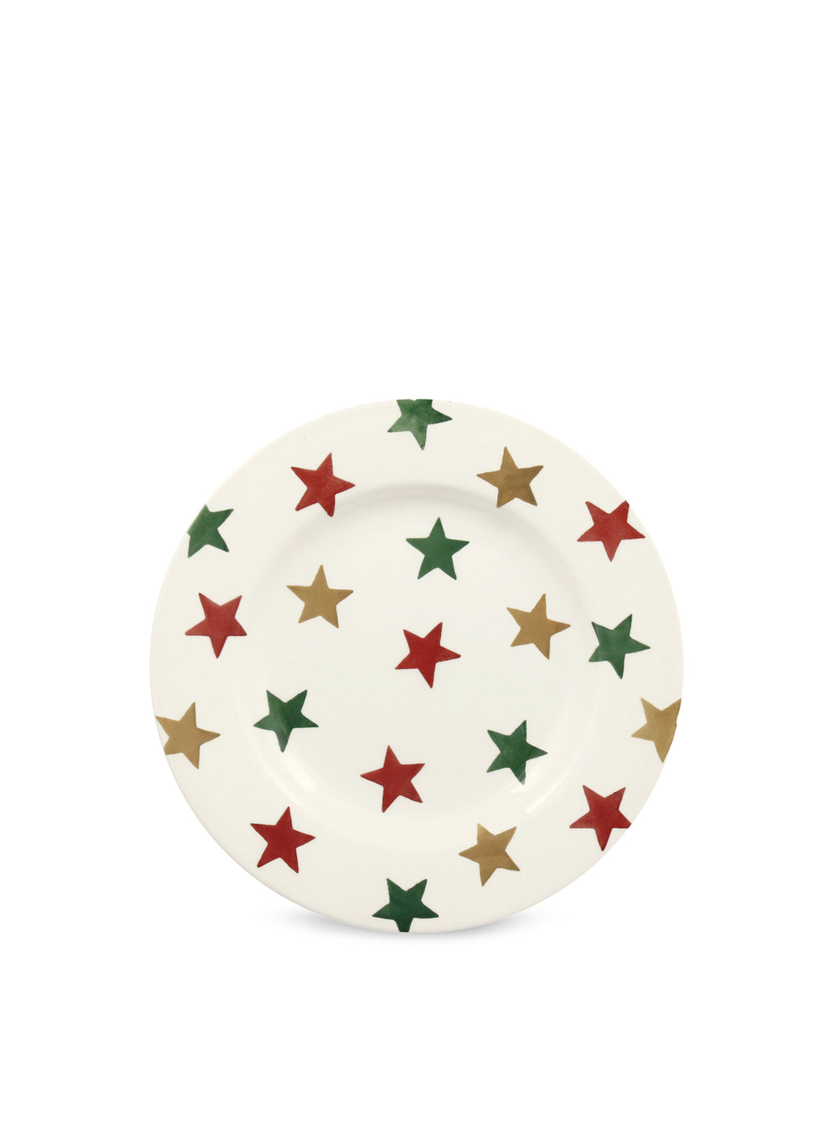 Earthenware Red Green & Gold Stars Plate 8.5 Inch