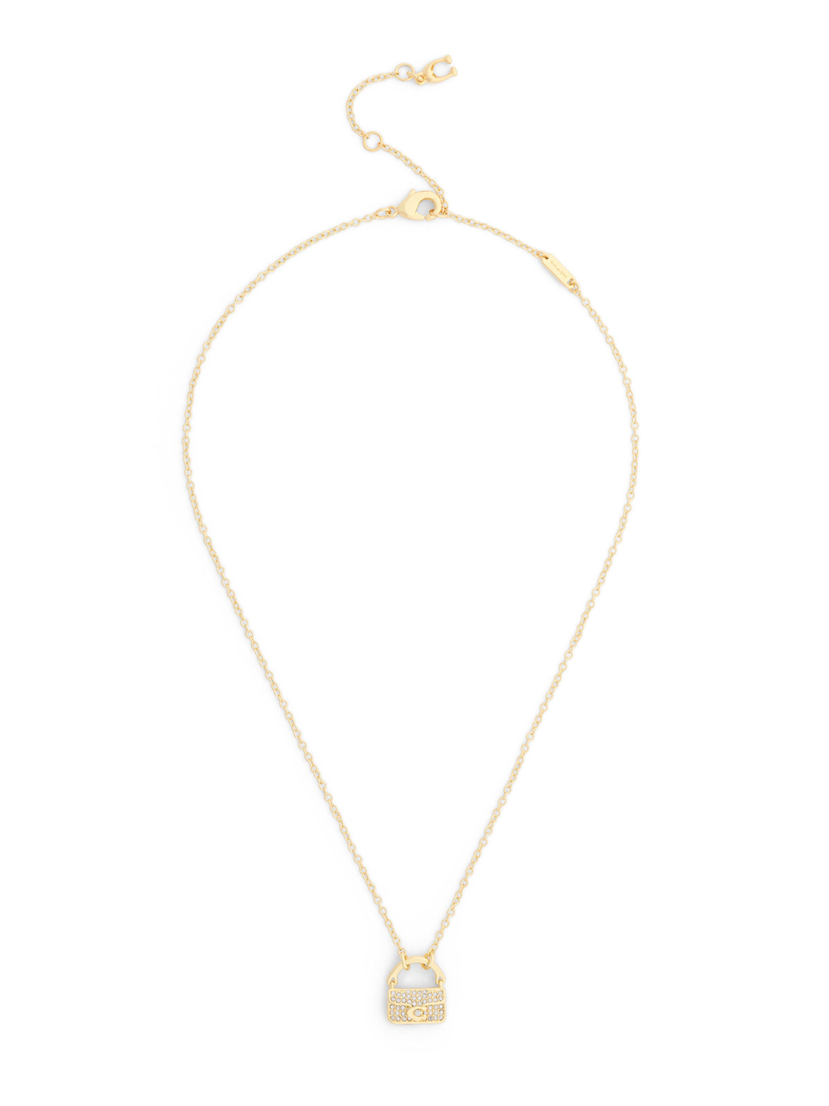 Pavé Tabby Bag Short Pendant Necklace - Gold & Crystal