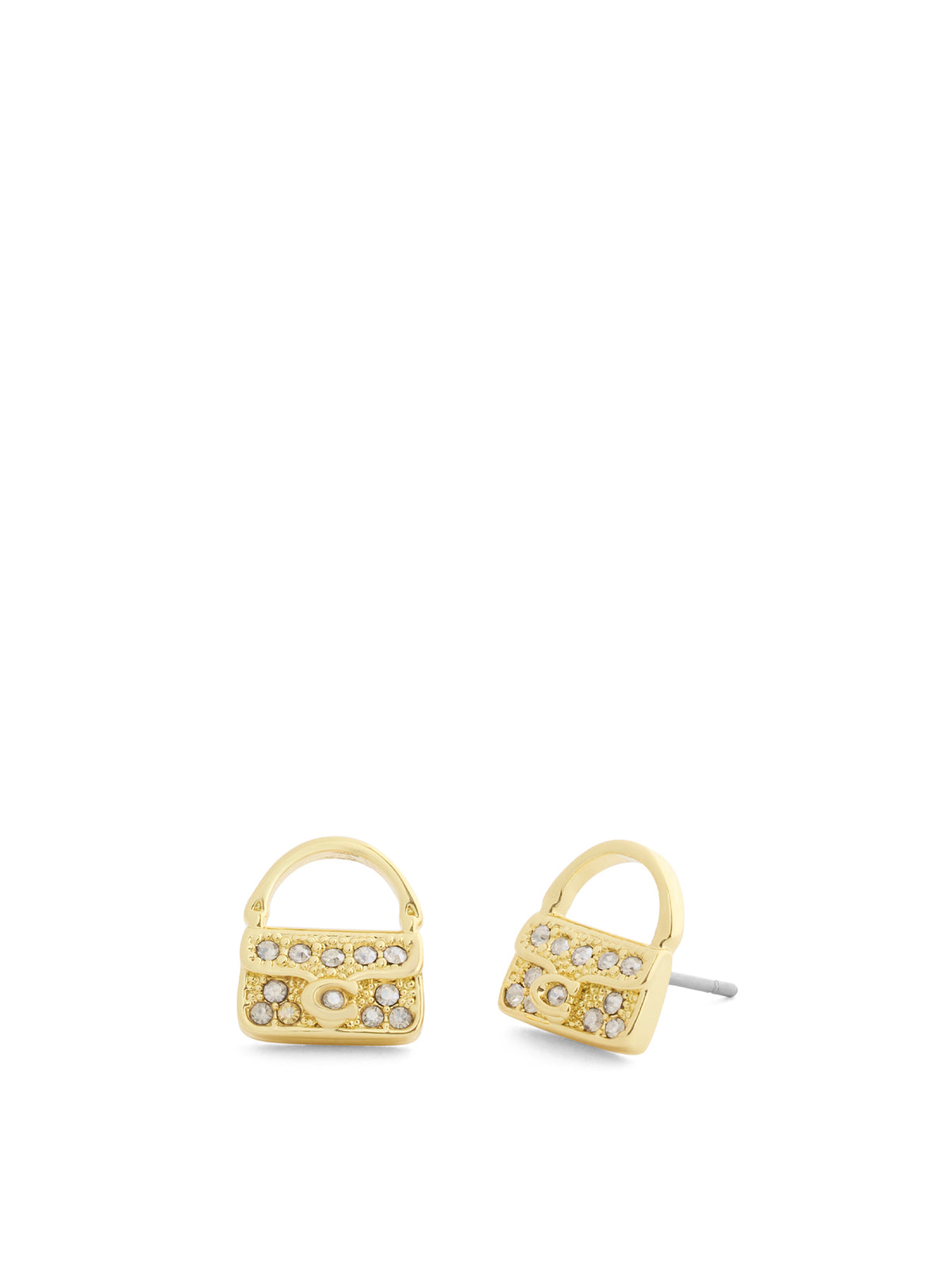 Pavé Tabby Bag Stud Earrings - Gold & Crystal