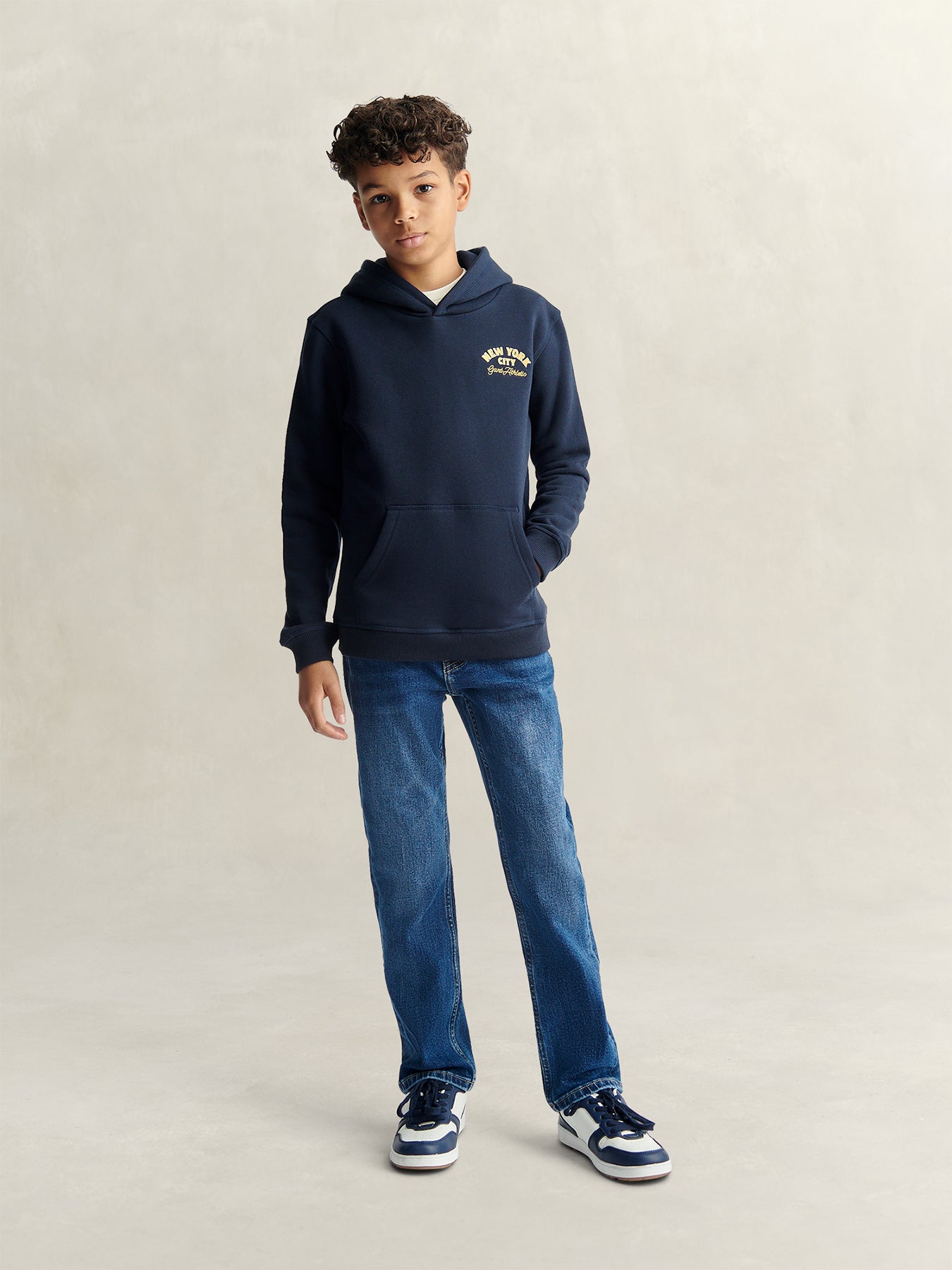 New York Graphic Overhead Hoodie Navy