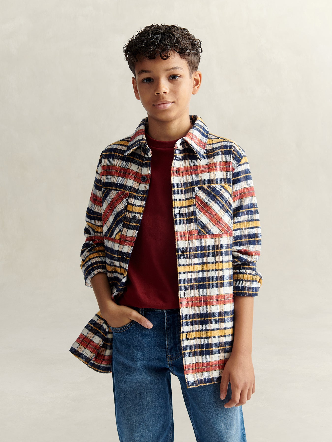 Block Check Cotton Overshirt