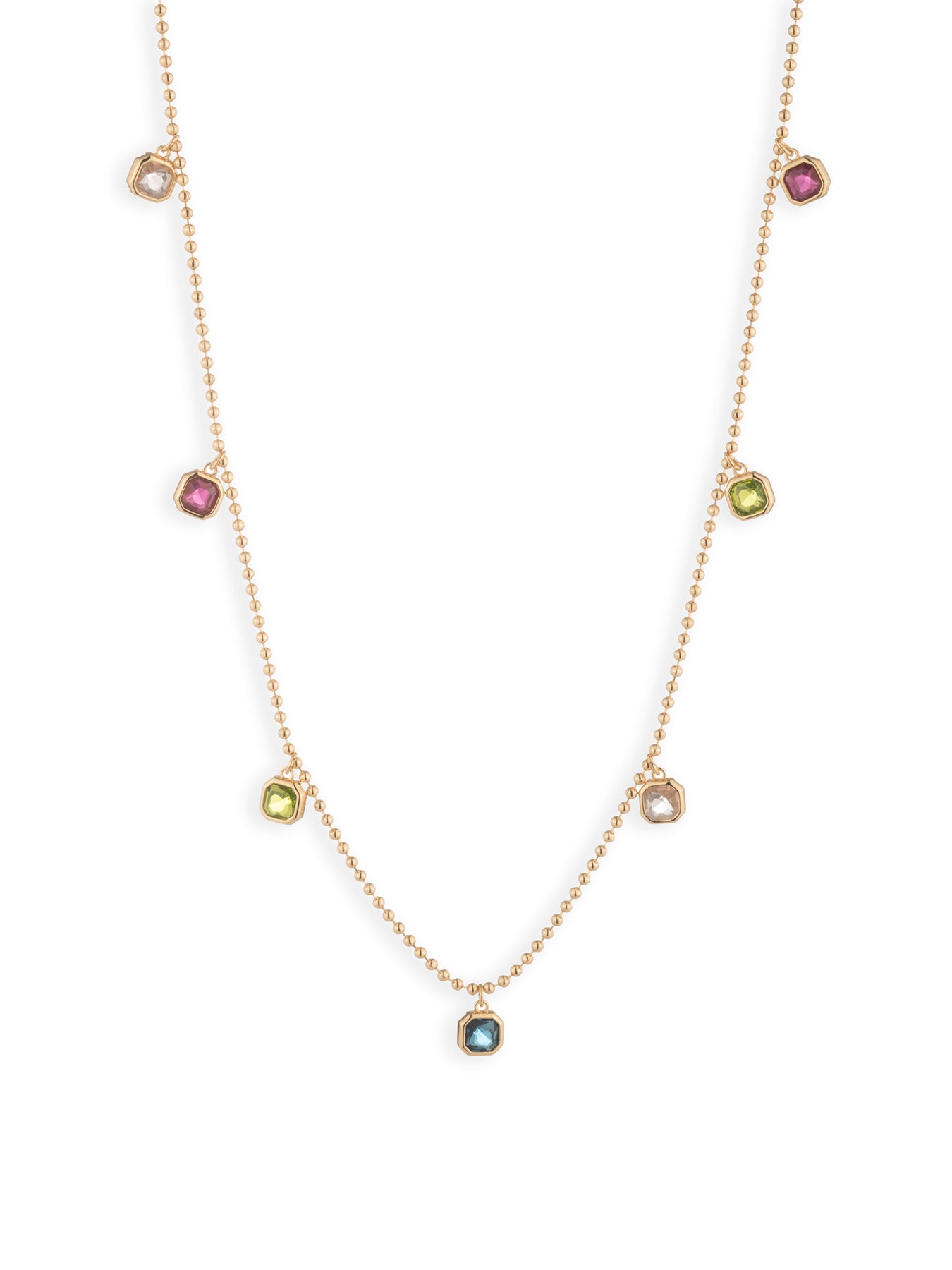 16 Inch Shaky Station Charm Necklace Gold