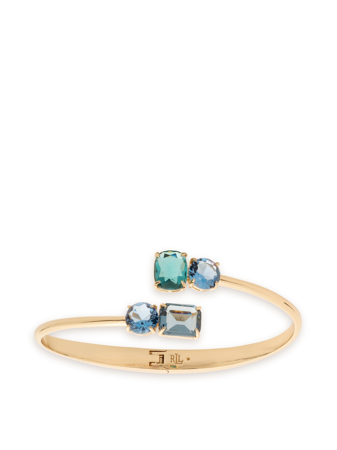 Stone Bypass Cuff Bracelet - Gold & Blue