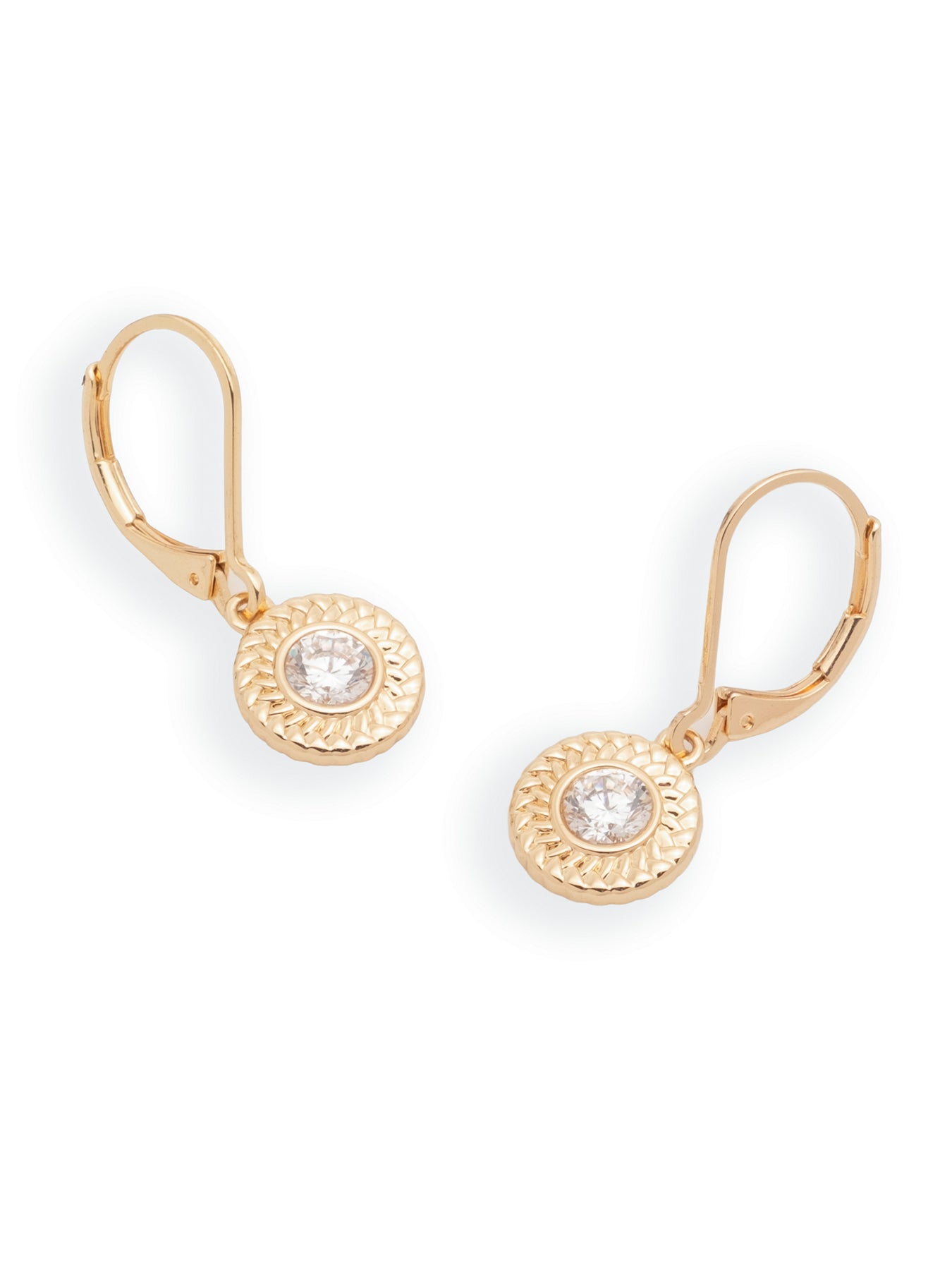14mm Cubic Zirconia Drop Huggie Earrings - Gold