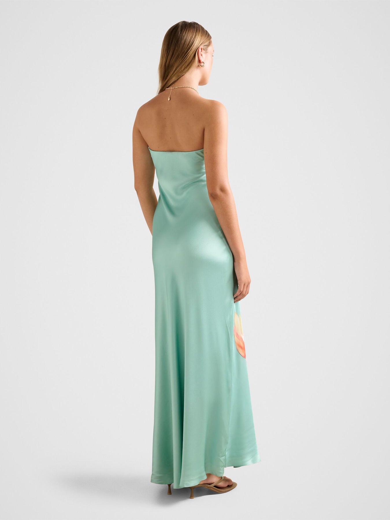 Estelle Satin Strapless Maxi Dress Blue