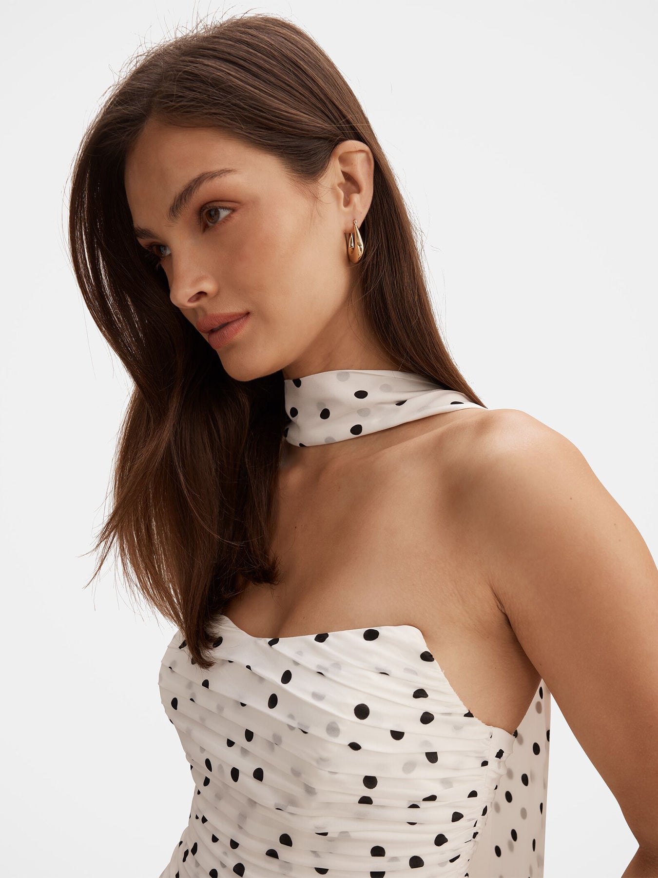 Arli Strapless Ruched Maxi Dress White