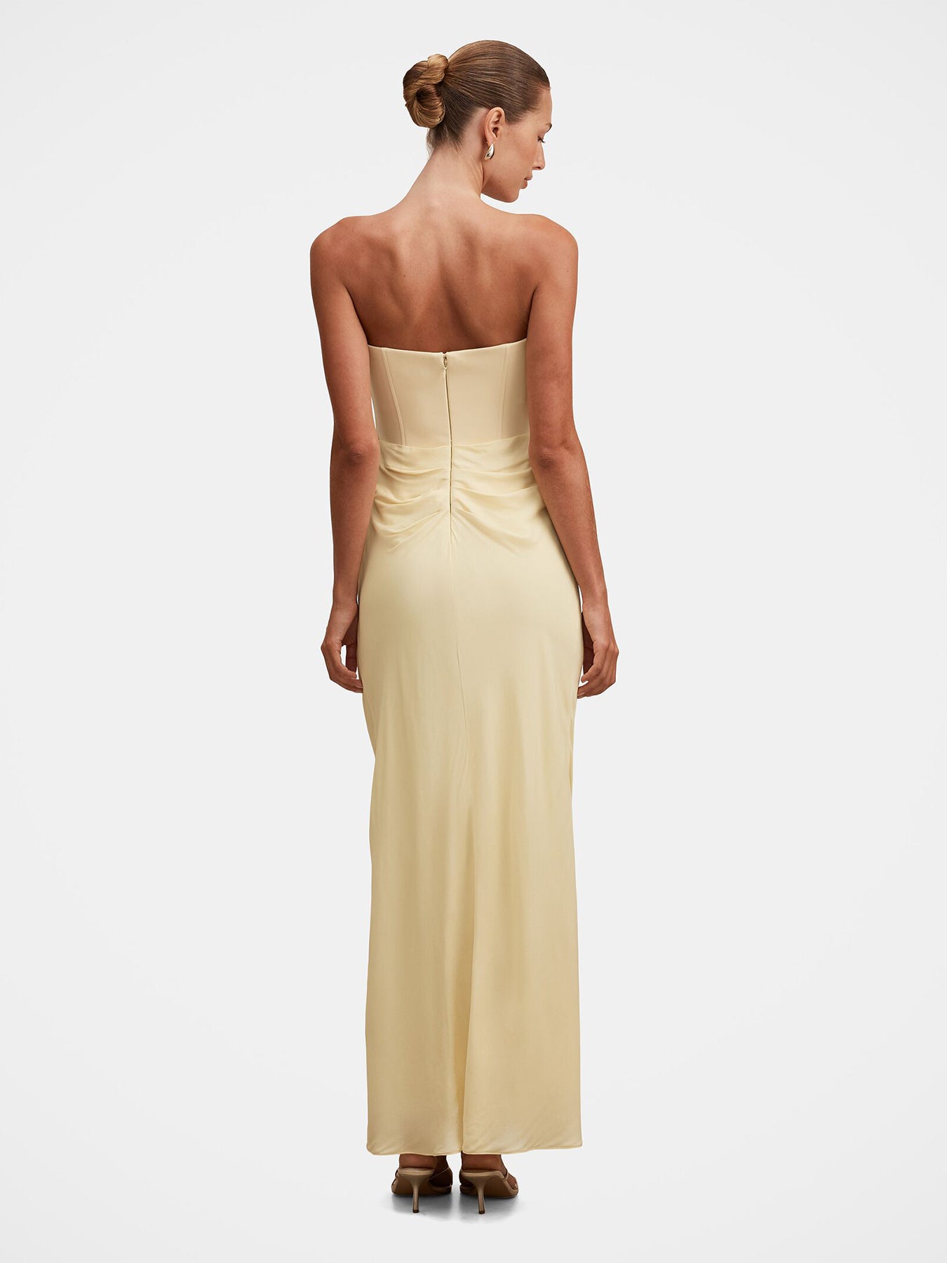Isra Printed Strapless Maxi Dress Yellow