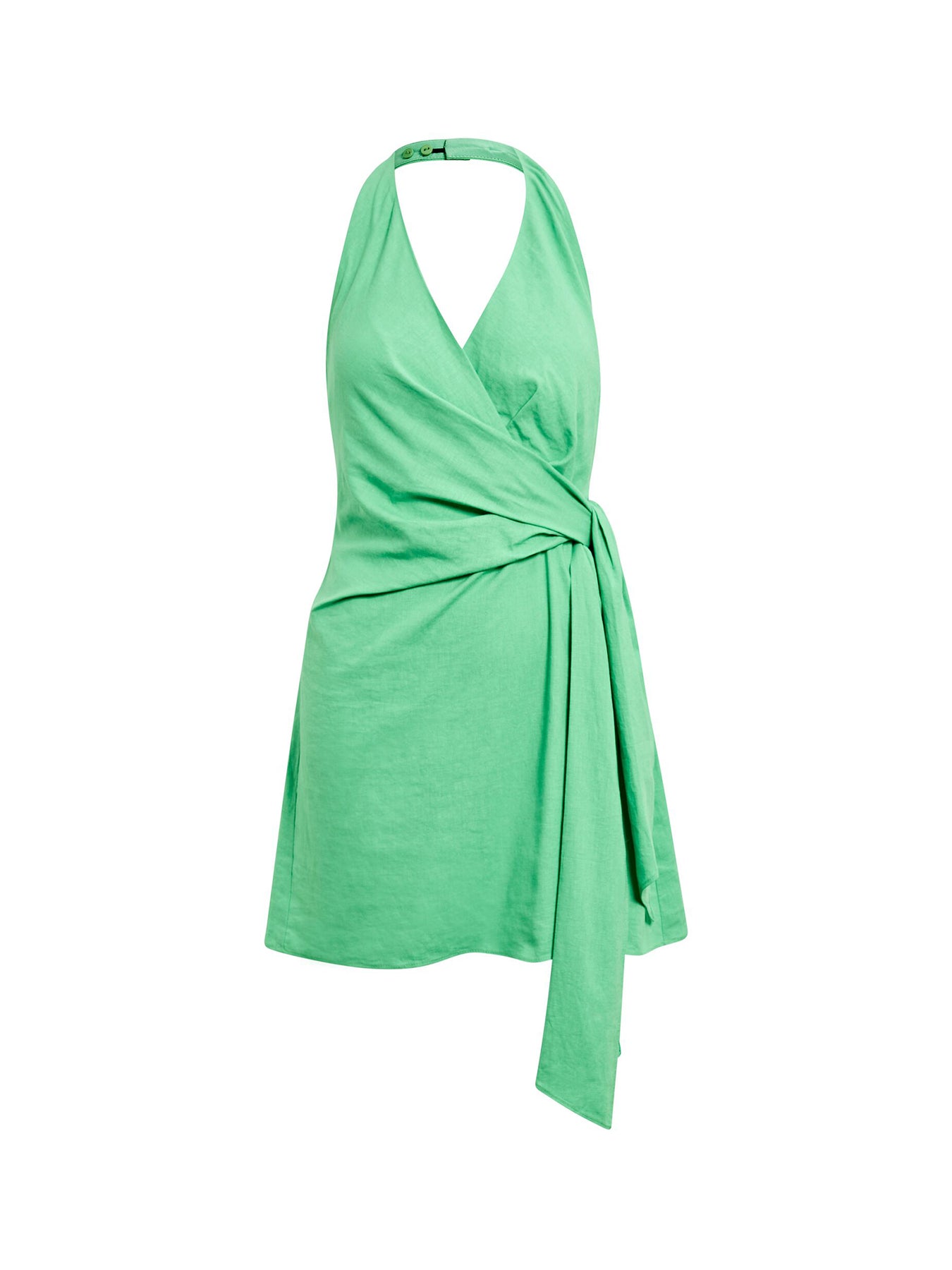 Gianna Halter Neck Tie Mini Dress Green