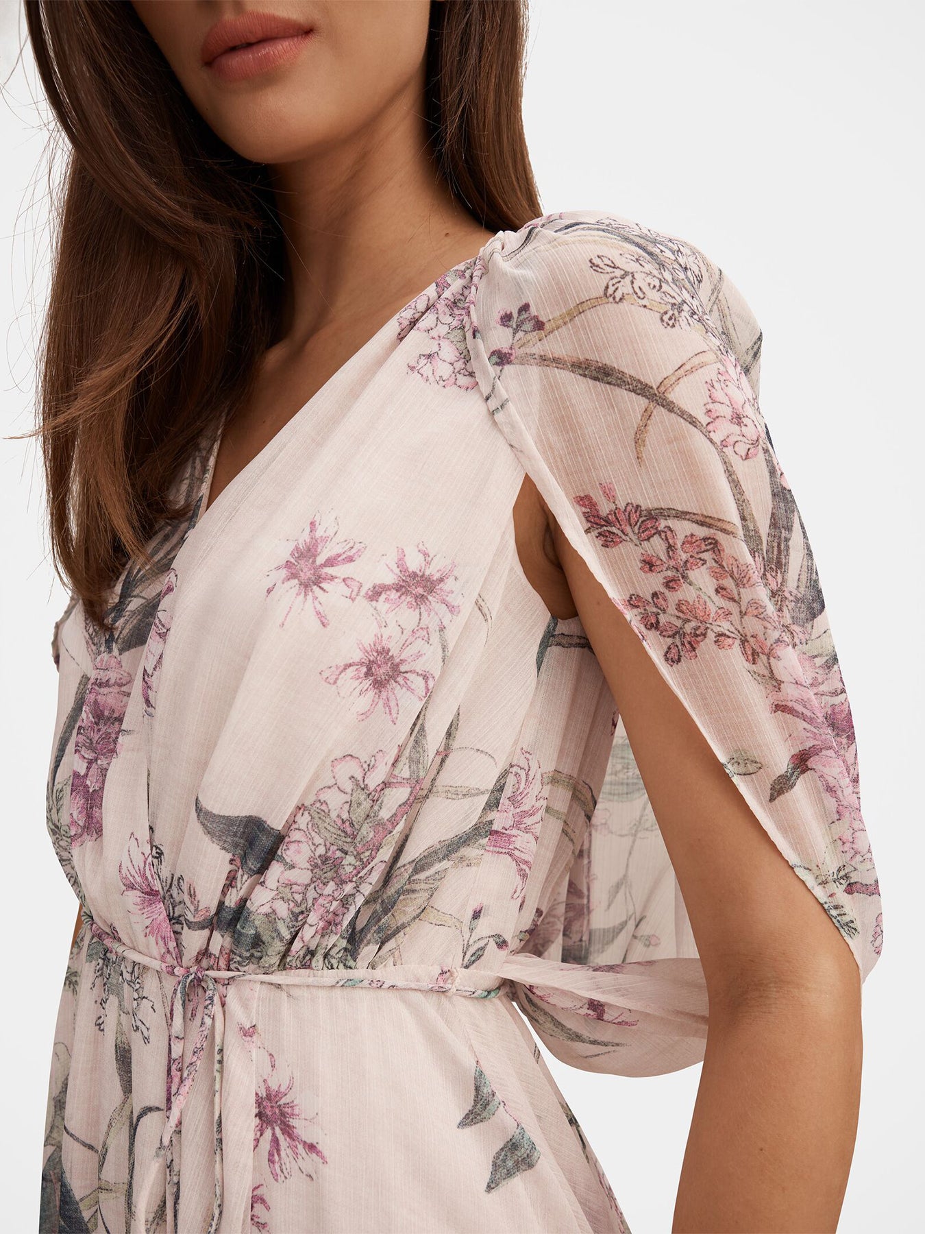 Jodie Gathered Cape Maxi Dress Floral