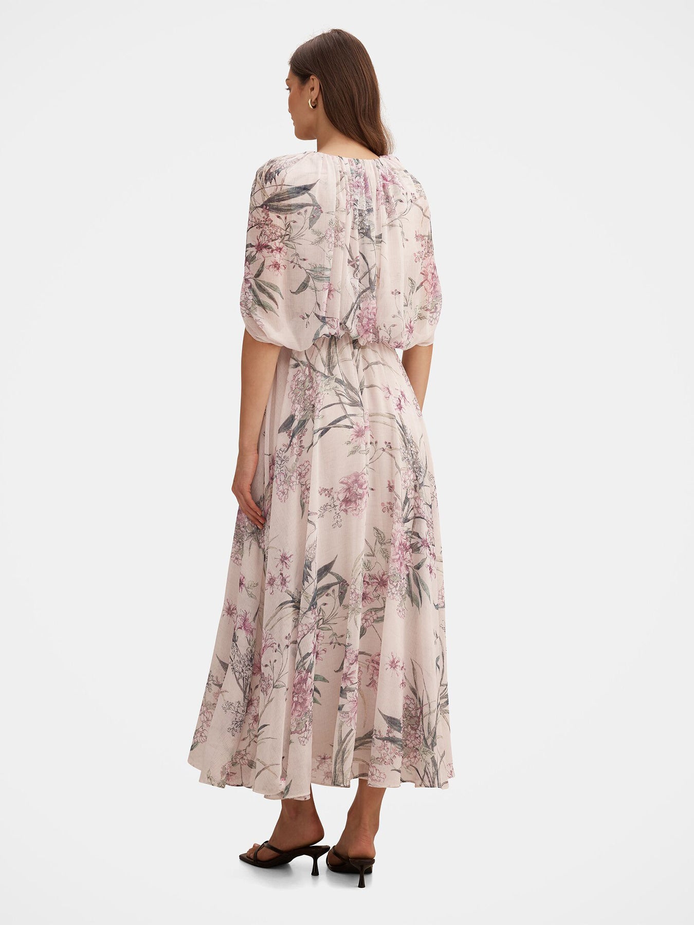 Jodie Gathered Cape Maxi Dress Floral