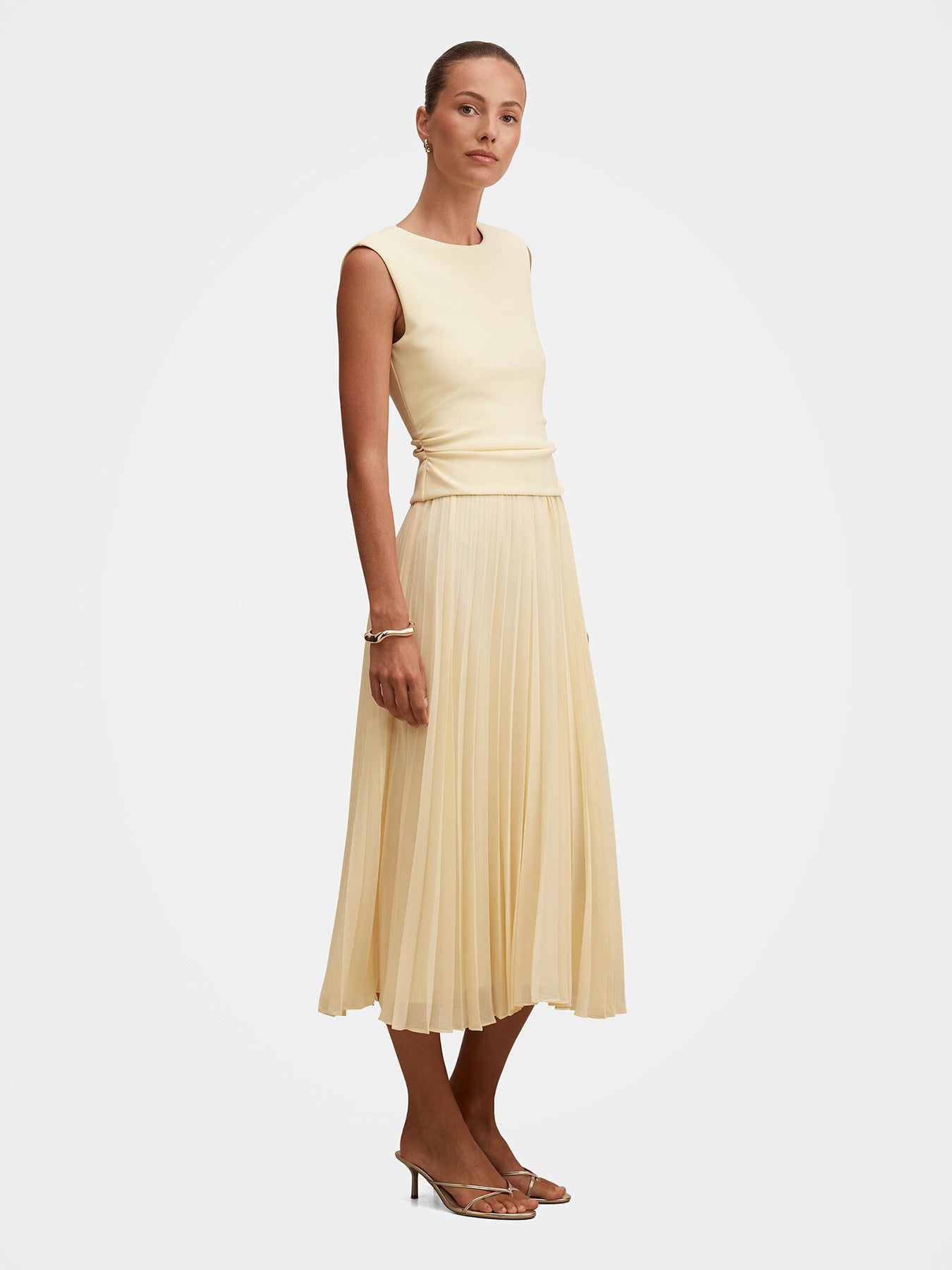 Emilia 2 in 1 Pleated Midi Dress Yellow