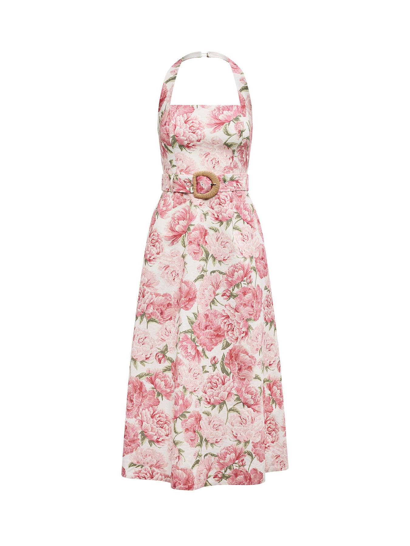 Blossom Halter Neck Midi Dress Pink