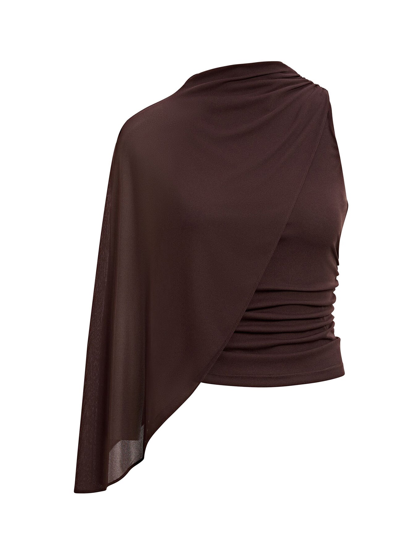 Rosalind Asymmetrical Cape Top Brown