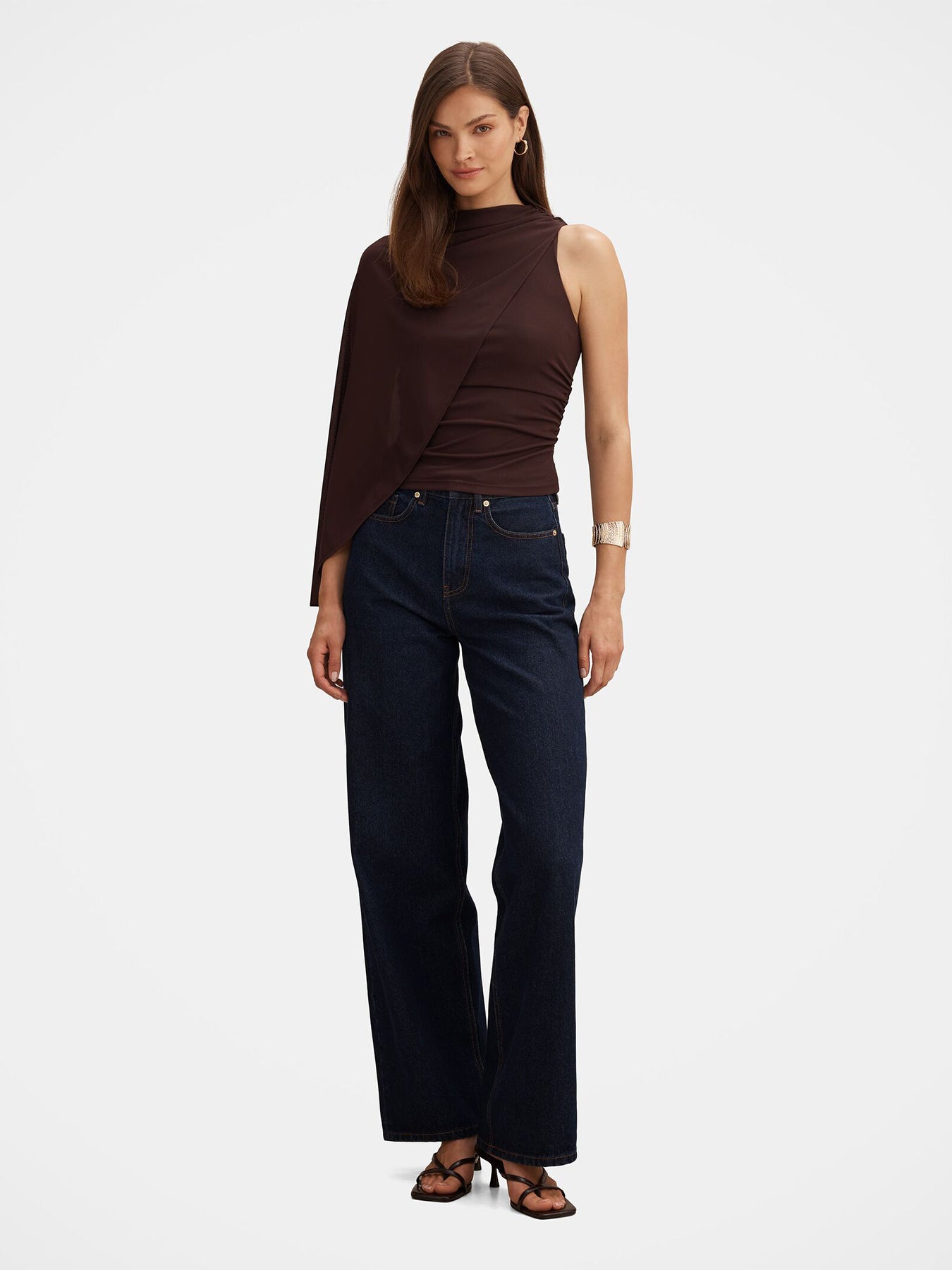 Rosalind Asymmetrical Cape Top Brown