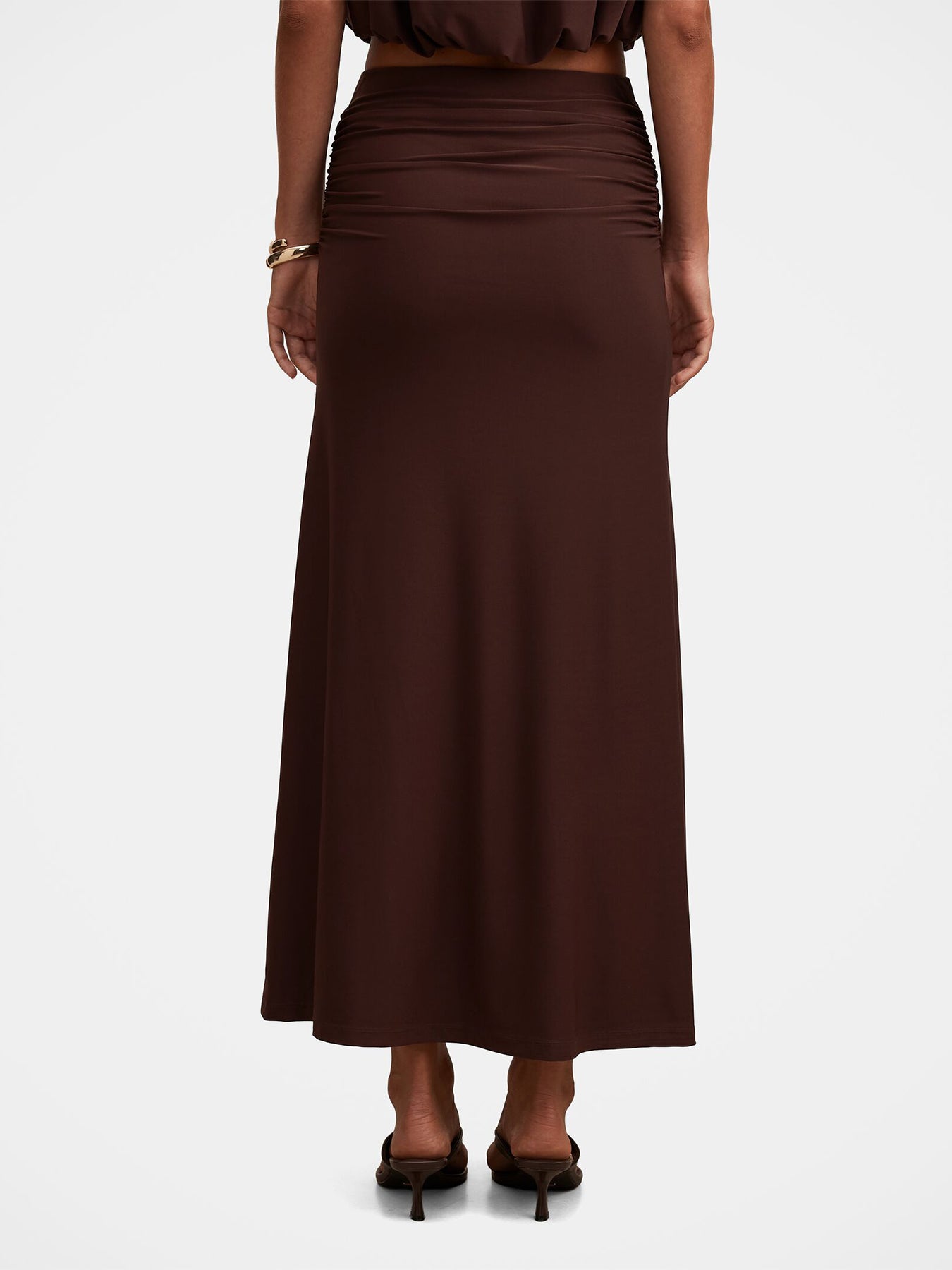 Sutton Flute Maxi Skirt Brown