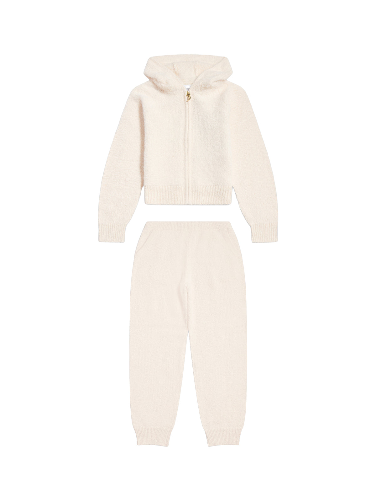 Fluffy Knit Cuffed Jogging Set- Dew