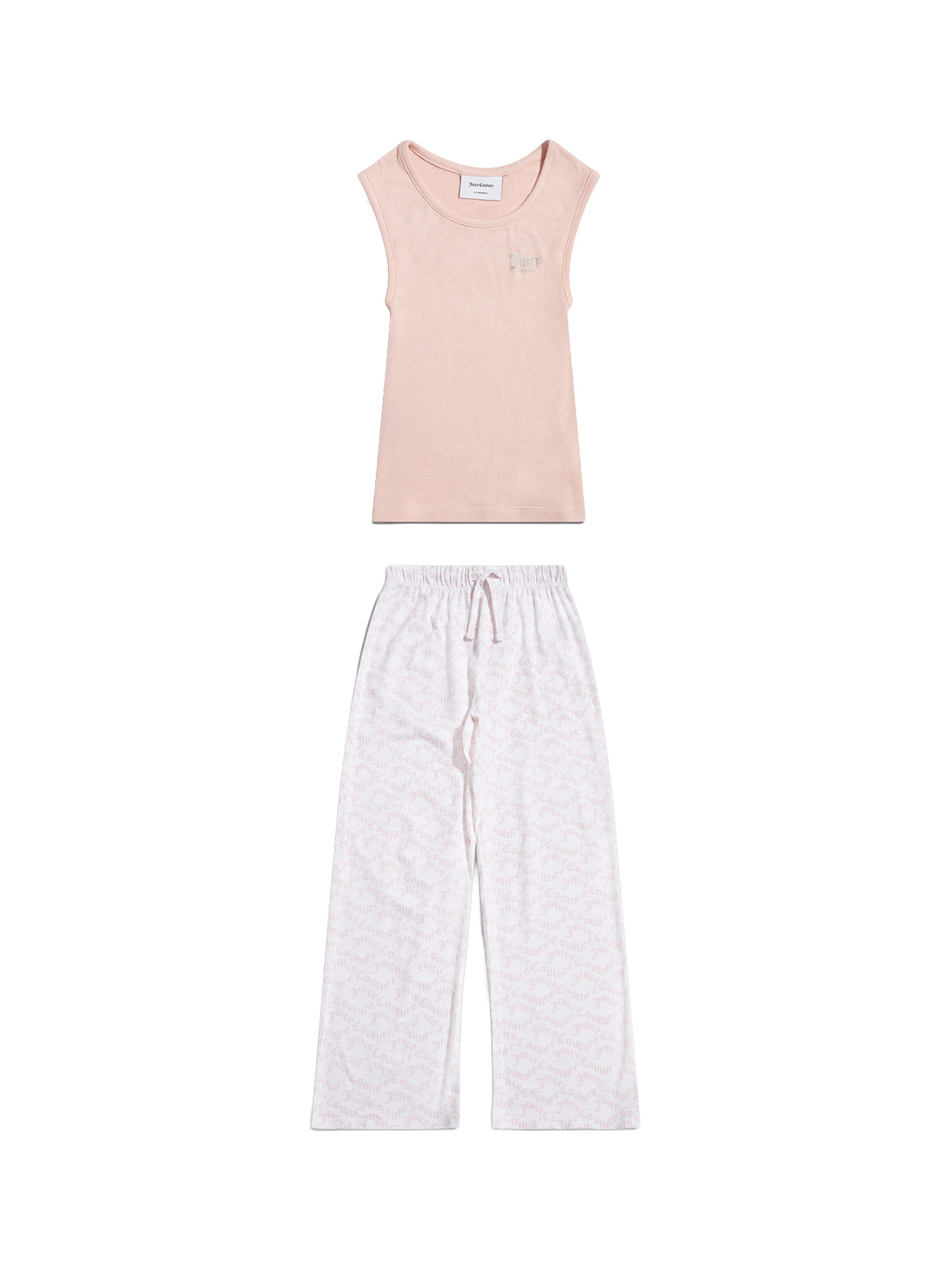 Ribbed Vest & Wide-Leg Trousers Set - Lotus