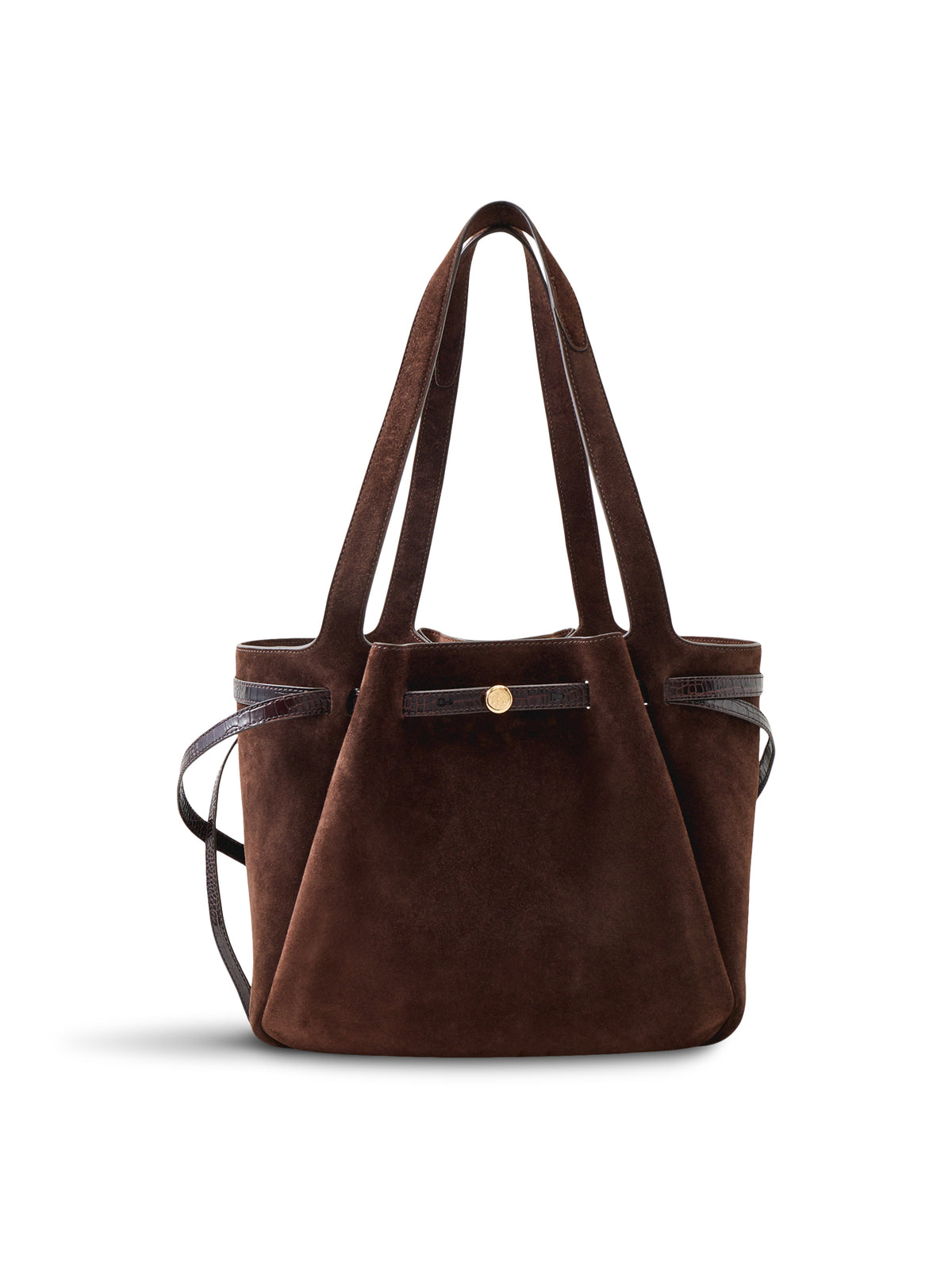Tory Burch Romy Suede Tote Bag Dark Cocoa