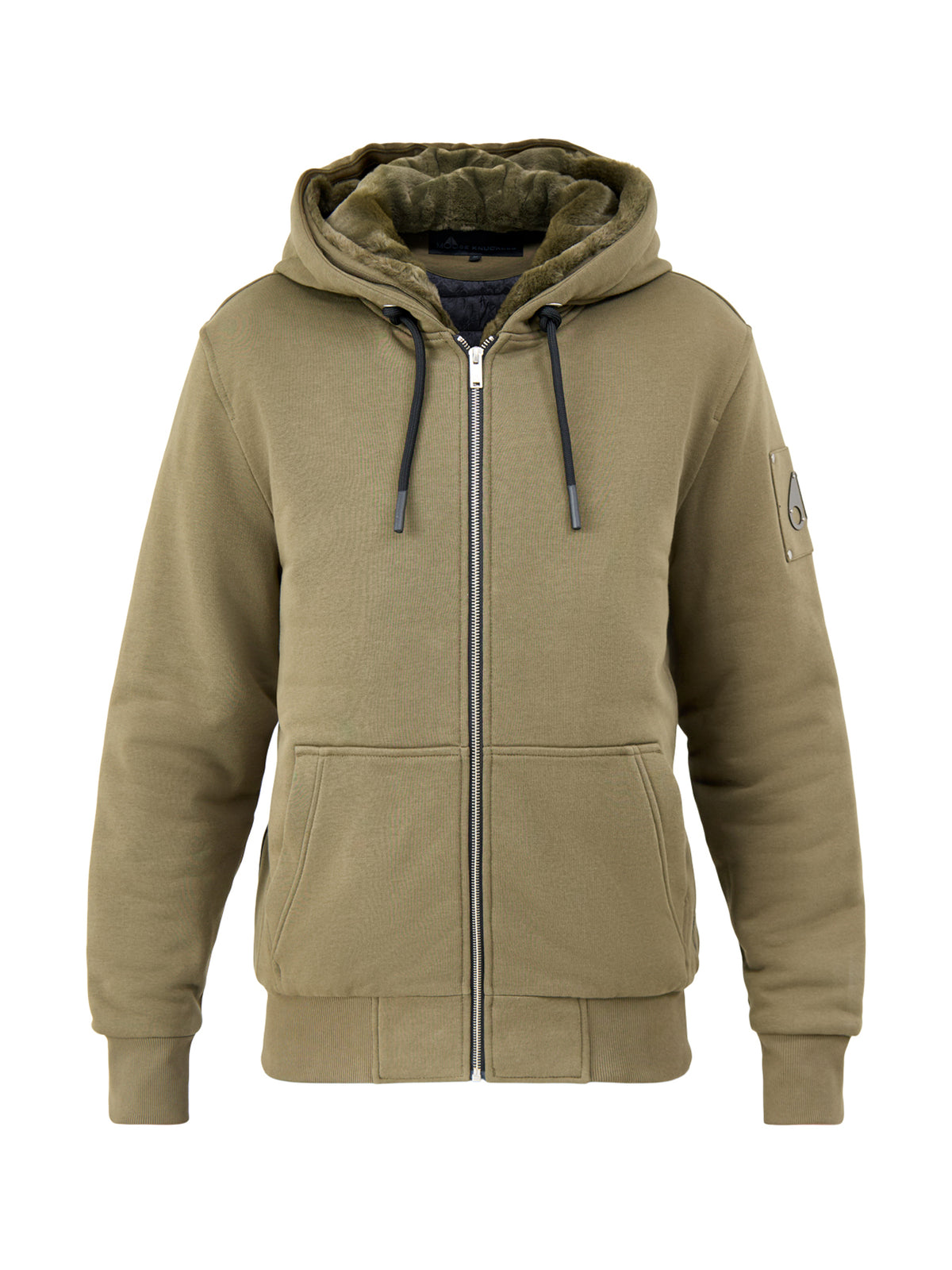 Moose Knuckles Classic Bunny Zip Through Hoodie Olive