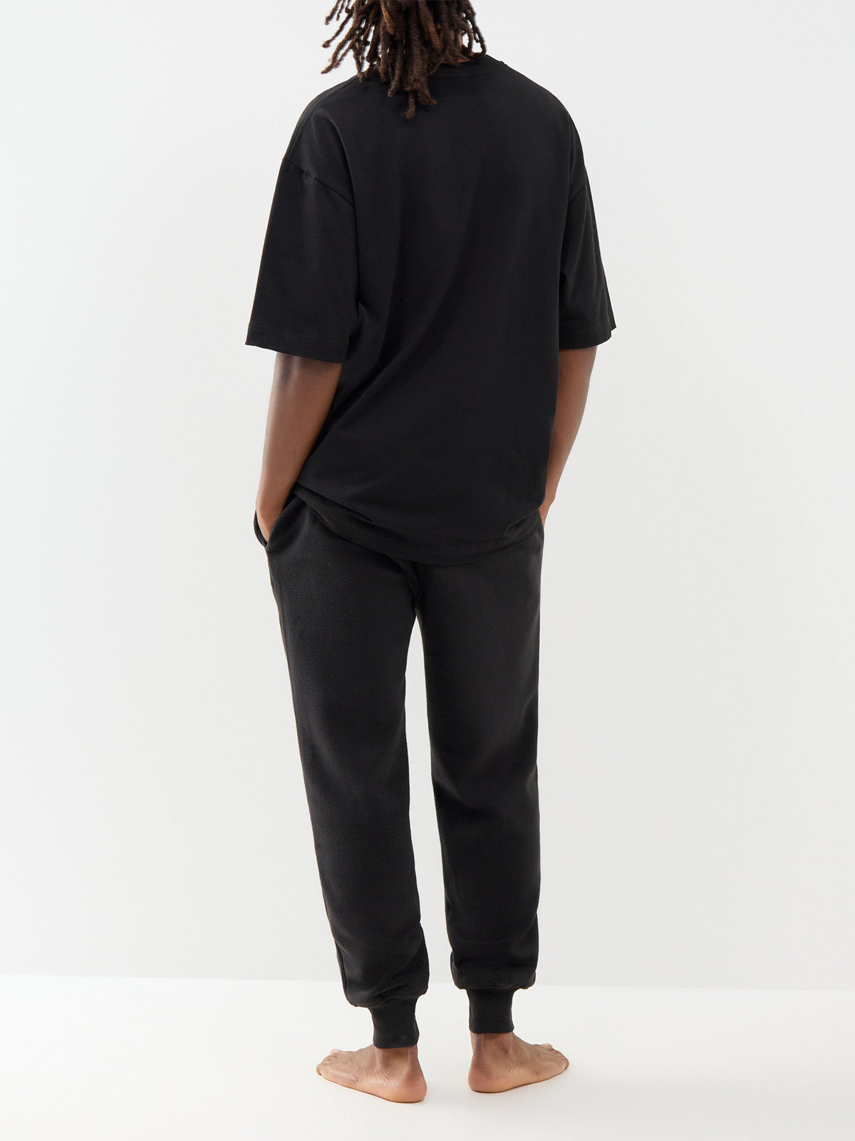 Cotton Blend Lounge Joggers - Black