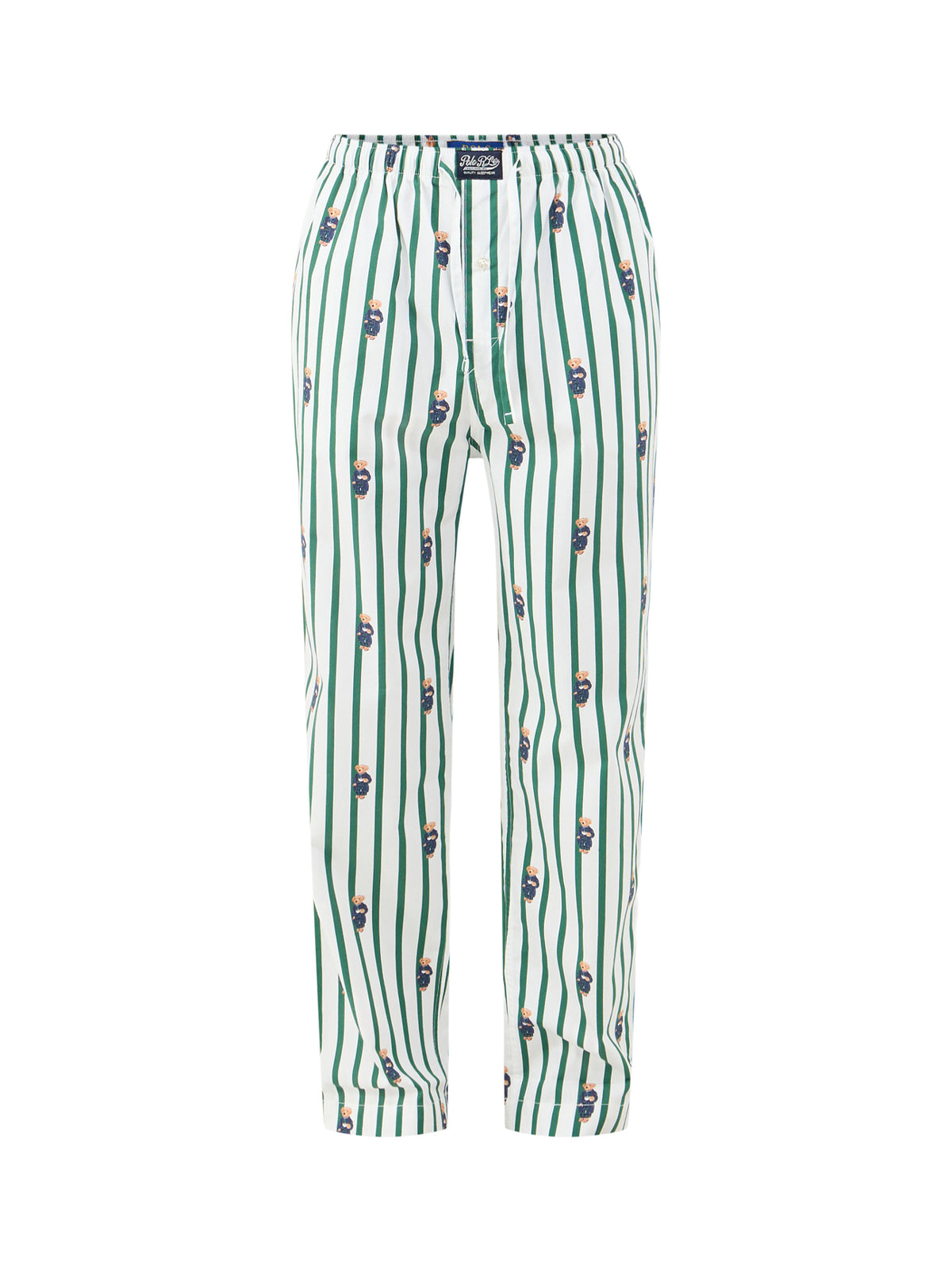 Bear Stripe Cotton Pyjama Bottoms - Green & White