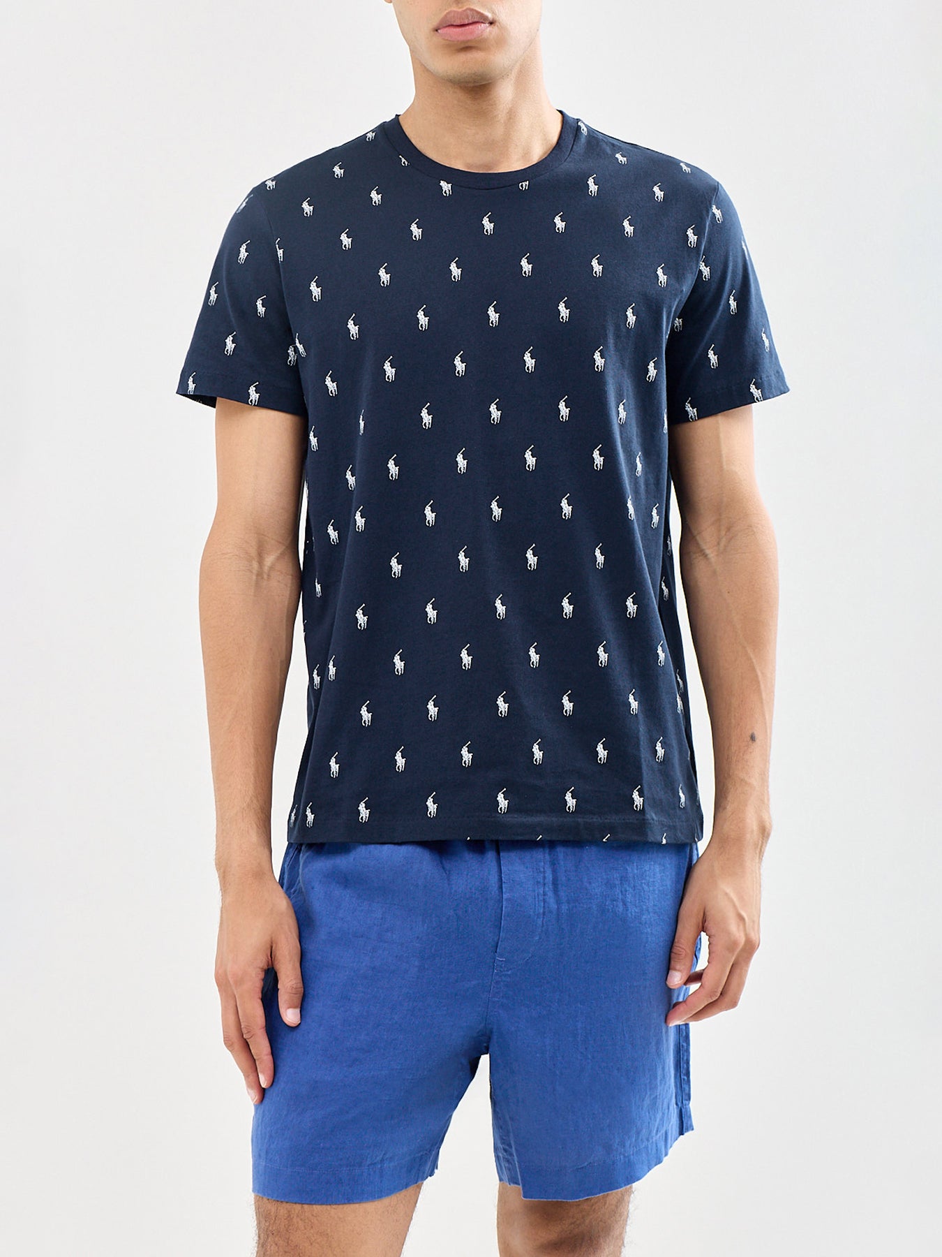 Printed Cotton Lounge T-Shirt Navy