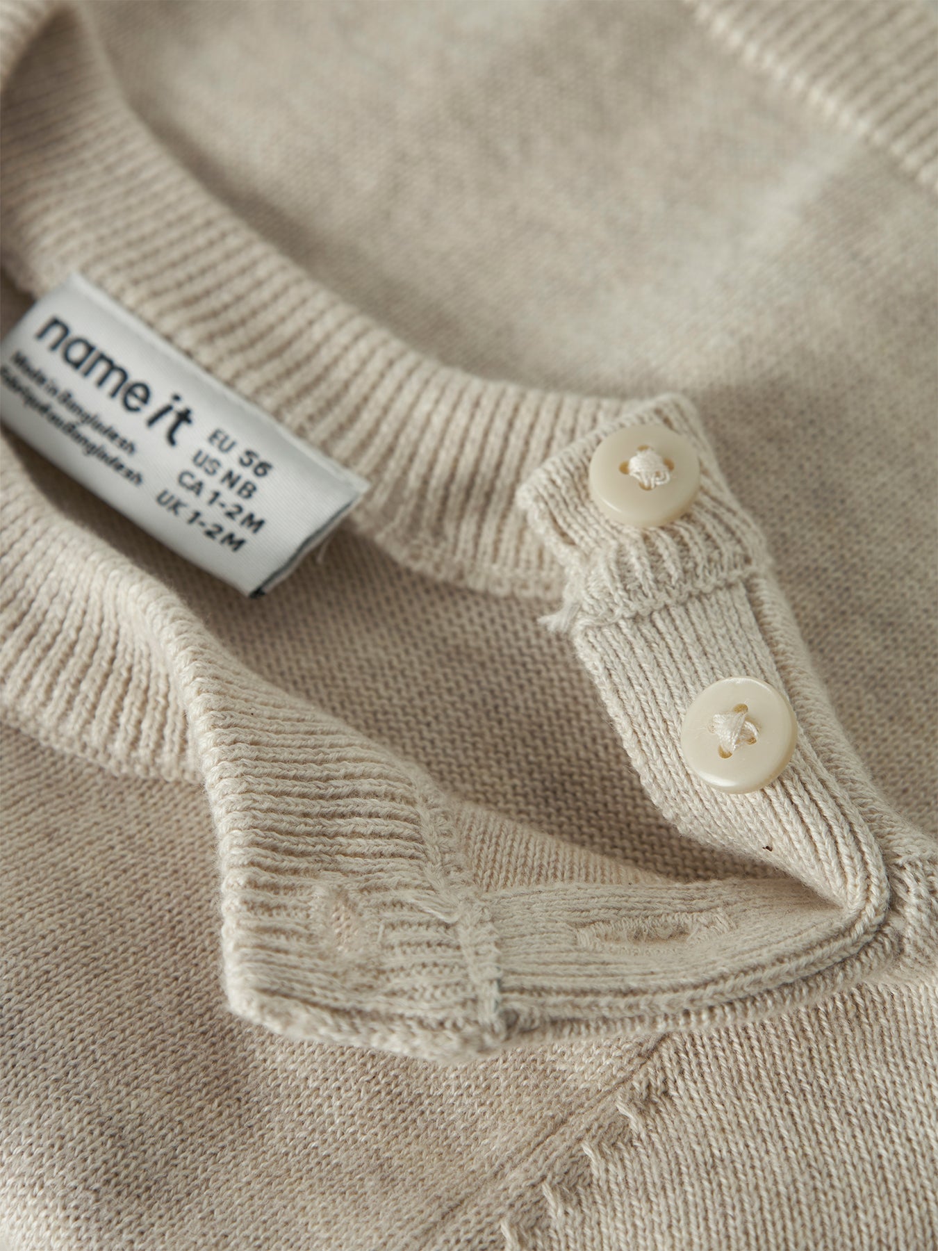 Baby Organic Cotton Ligan Knitted Sweatshirt Beige