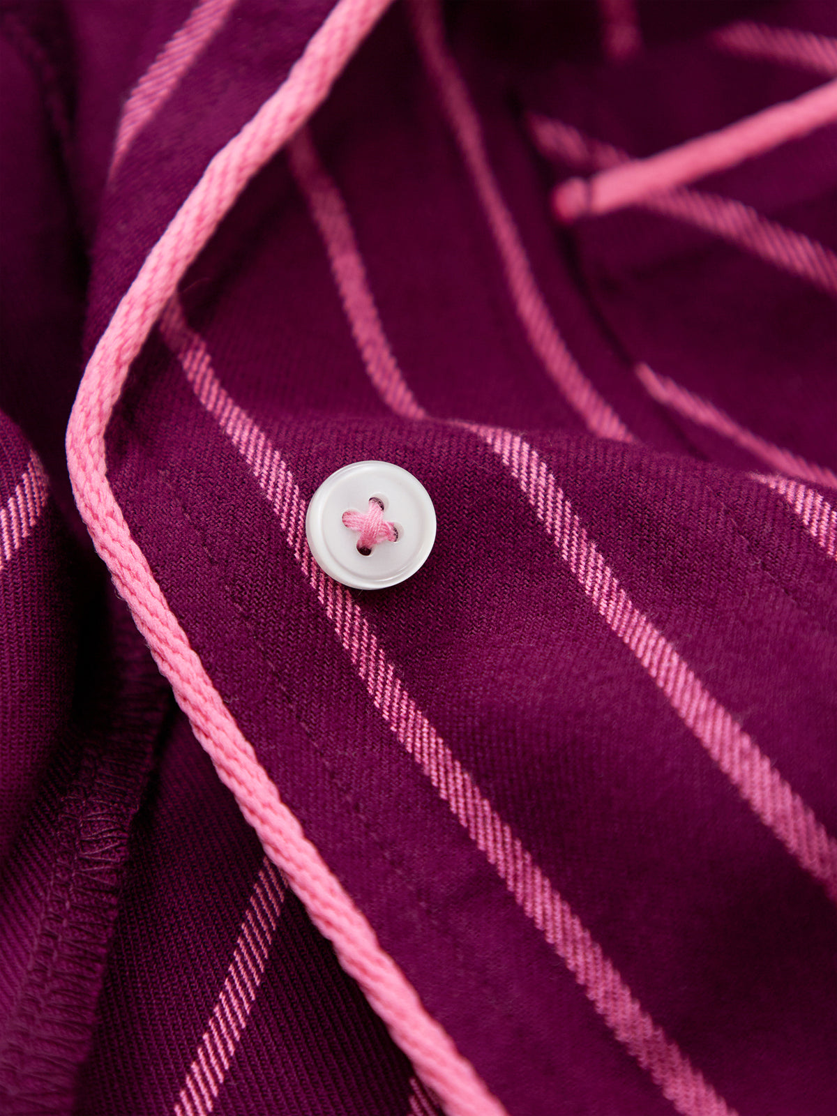 Ecovero Viscose Pyjama Top – Black Cherry & Pink Stripe
