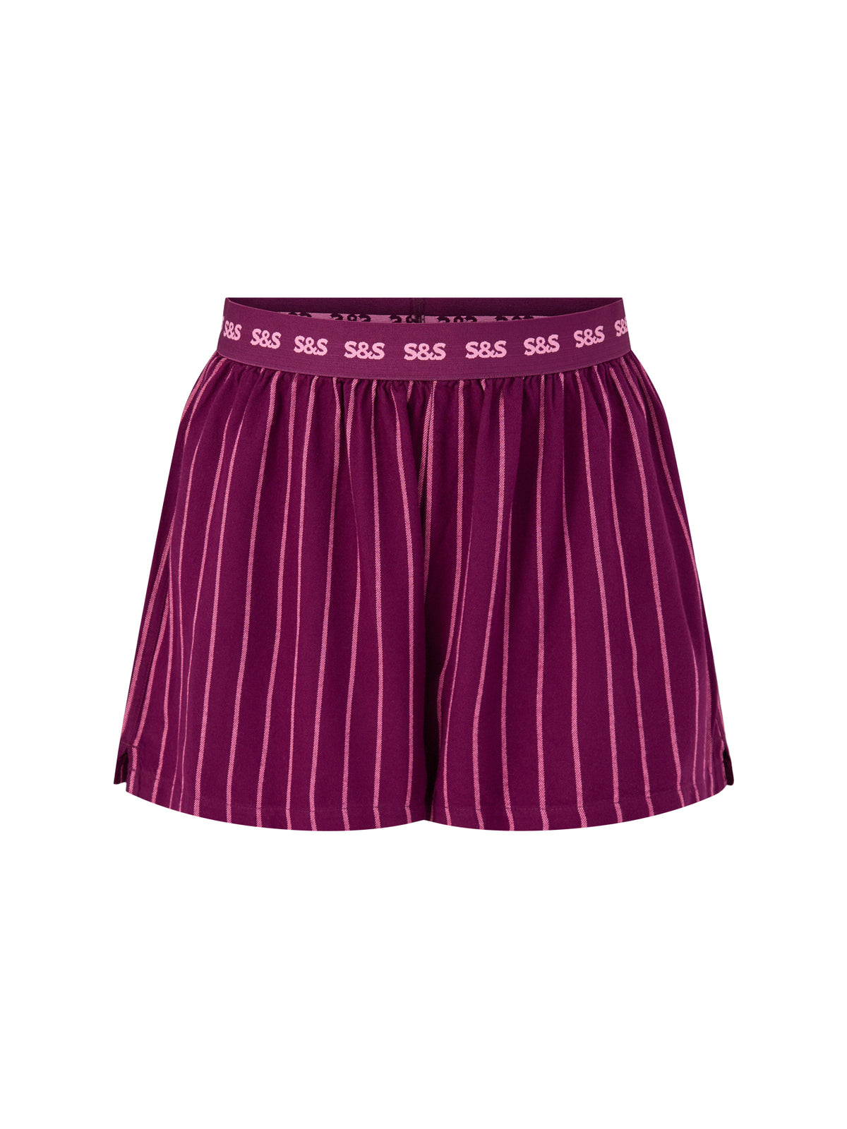 Ecovero Viscose Pyjama Shorts – Black Cherry & Pink Stripe