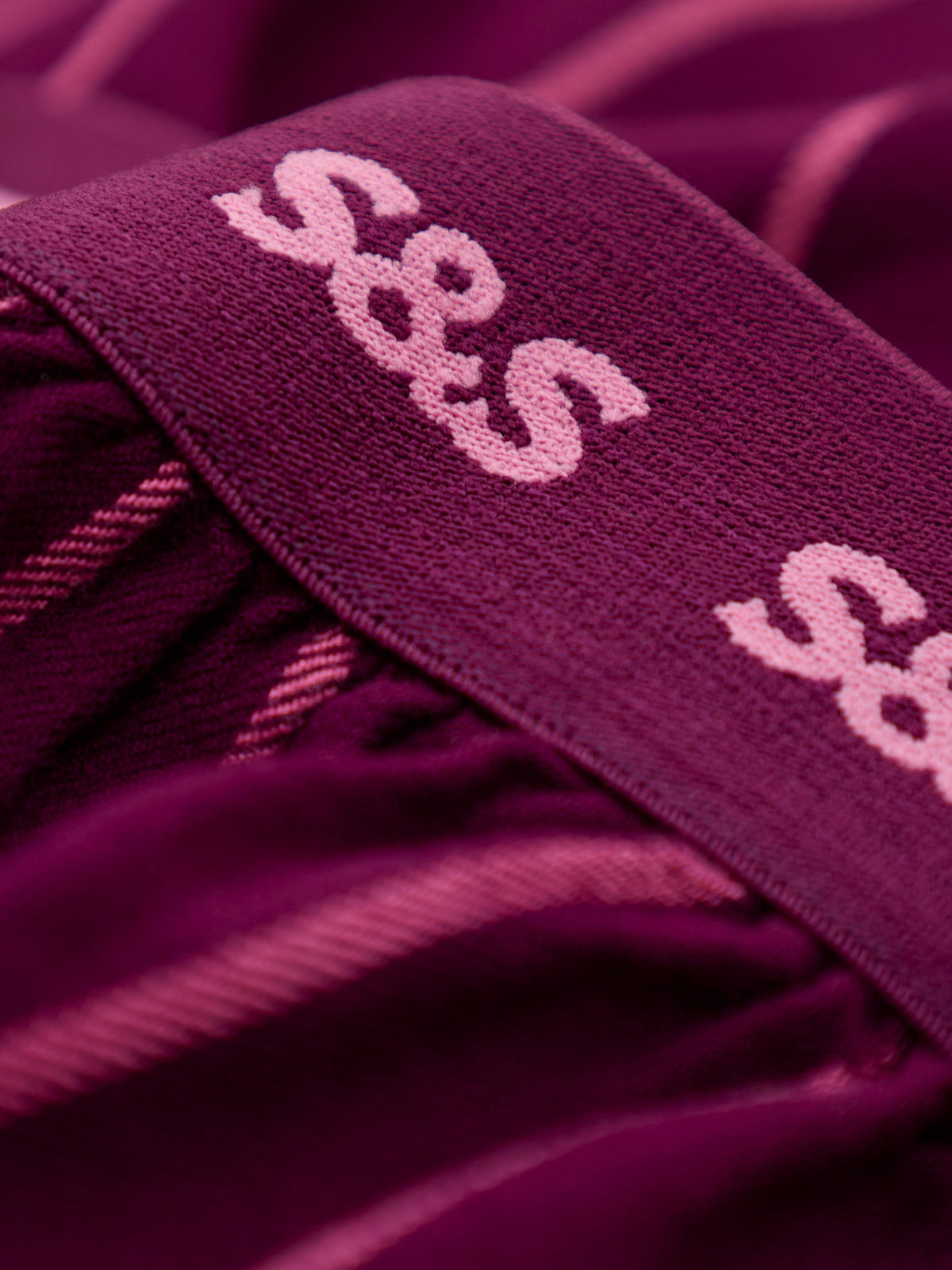 Ecovero Viscose Pyjama Shorts – Black Cherry & Pink Stripe