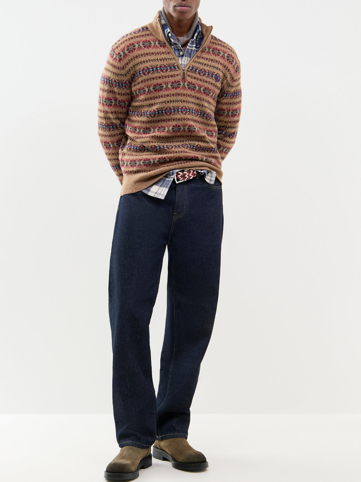 Fair Isle Wool Quarter-Zip Jumper - Multi