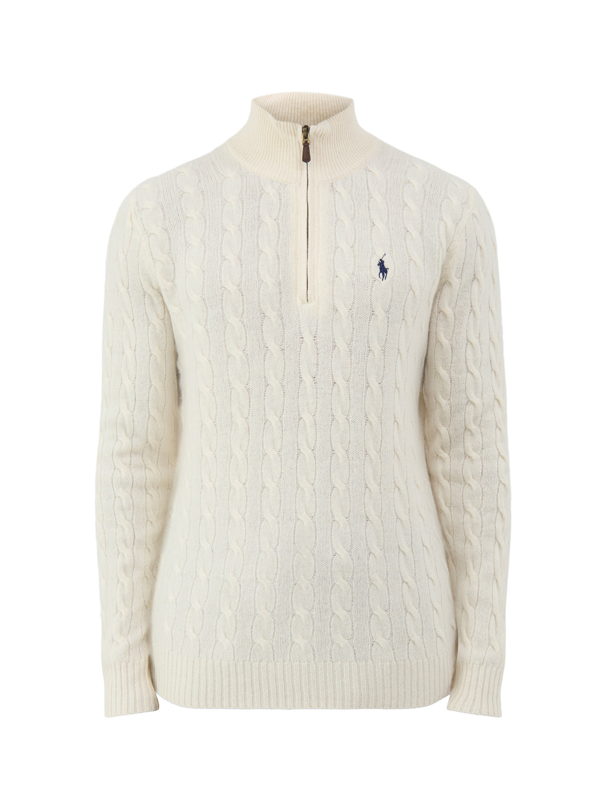 Wool & Cashmere Blend Cable Knit Quarter-Zip Jumper
