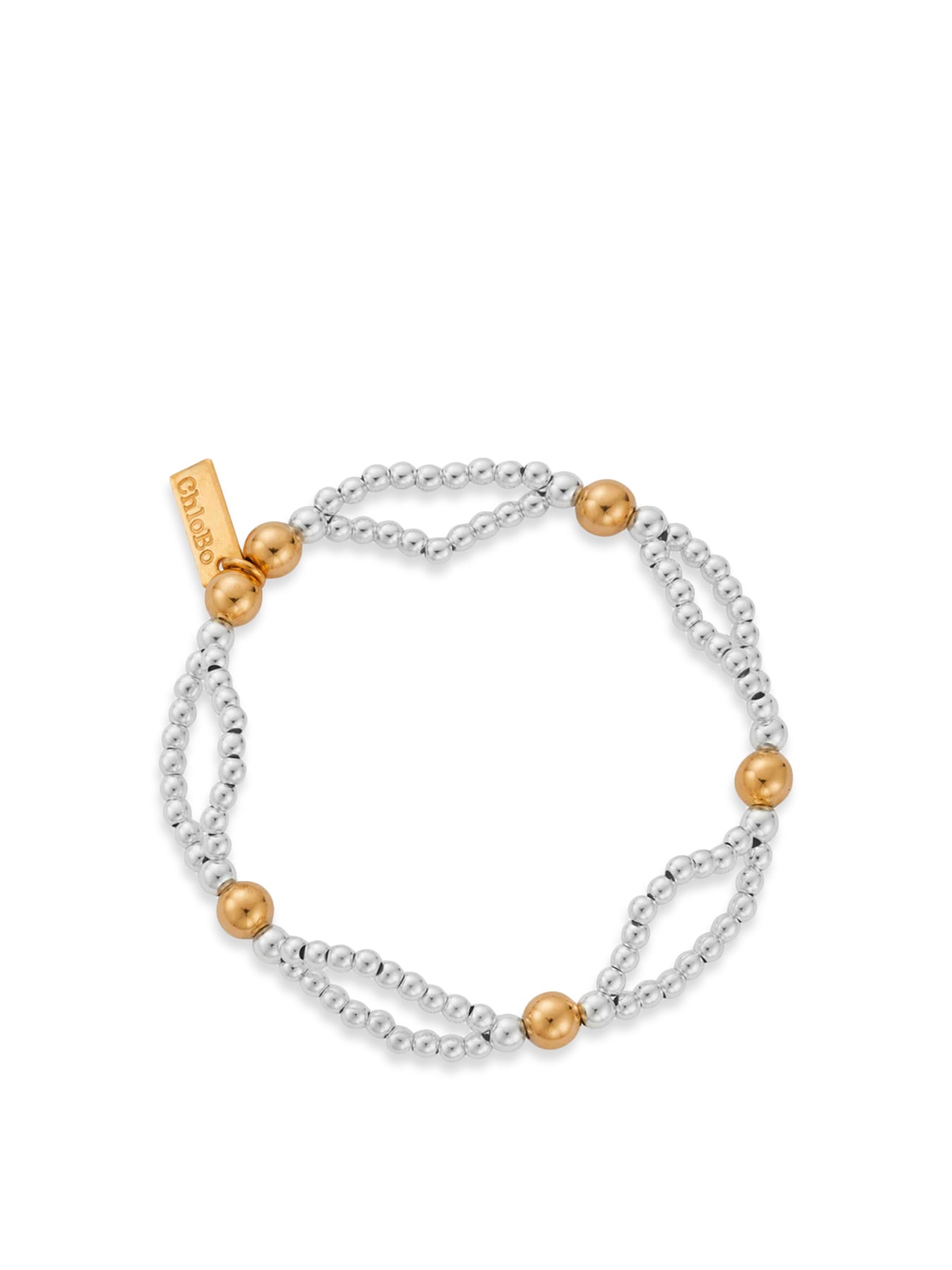 Mixed Metal Entwined Beaded Bracelet Gold