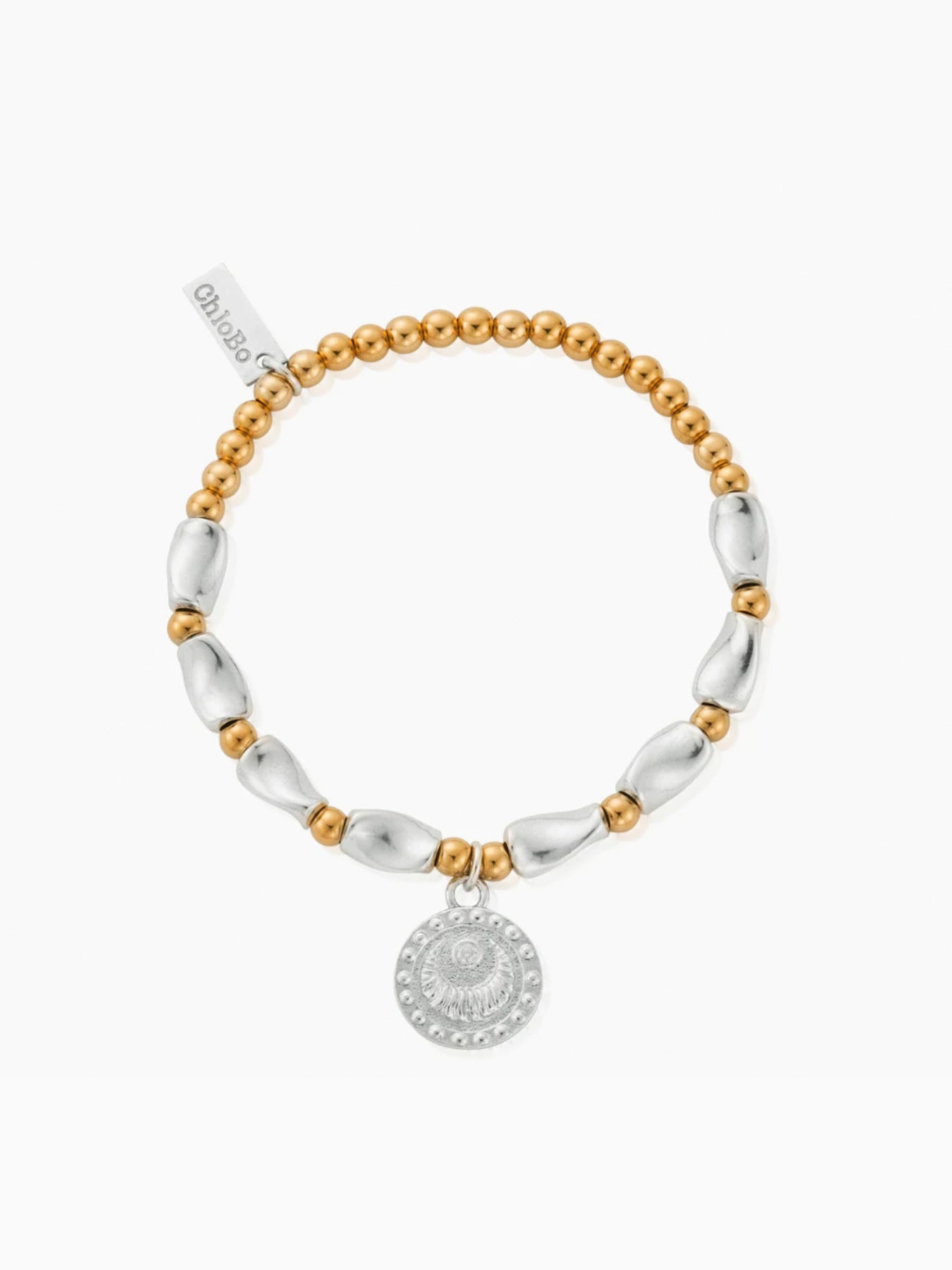Mixed Metal Rising Woman Beaded Bracelet Gold