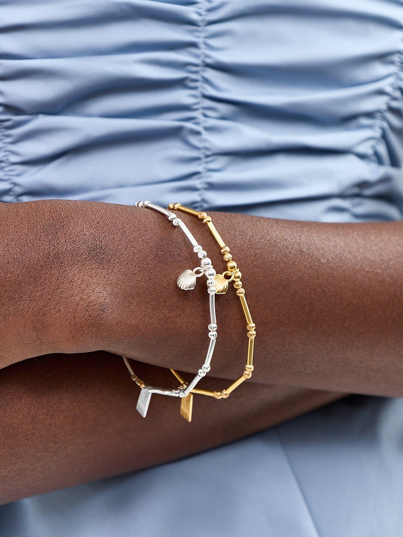 Dainty Moon Cut Sparkle Travel Seeker Bracelet Silver
