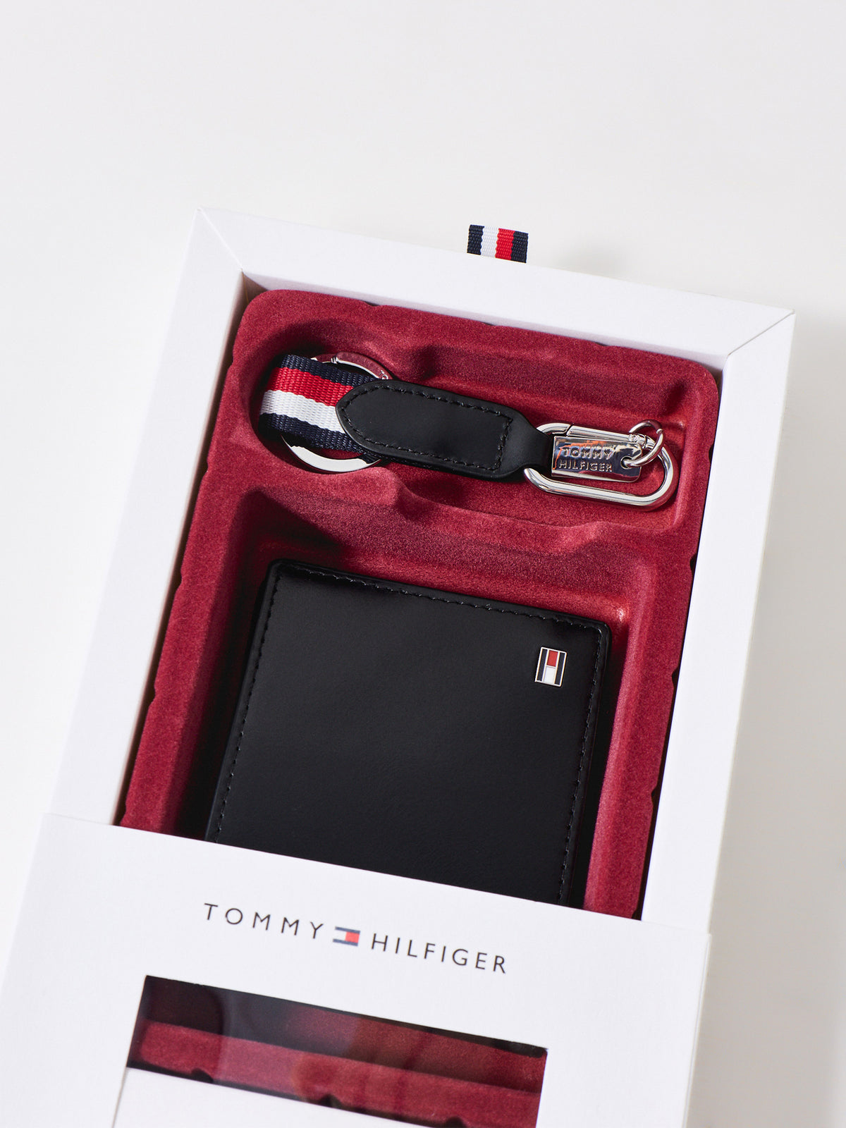 Mini Full-Grain Leather Card Case Wallet & Key Fob Gift Set - Black