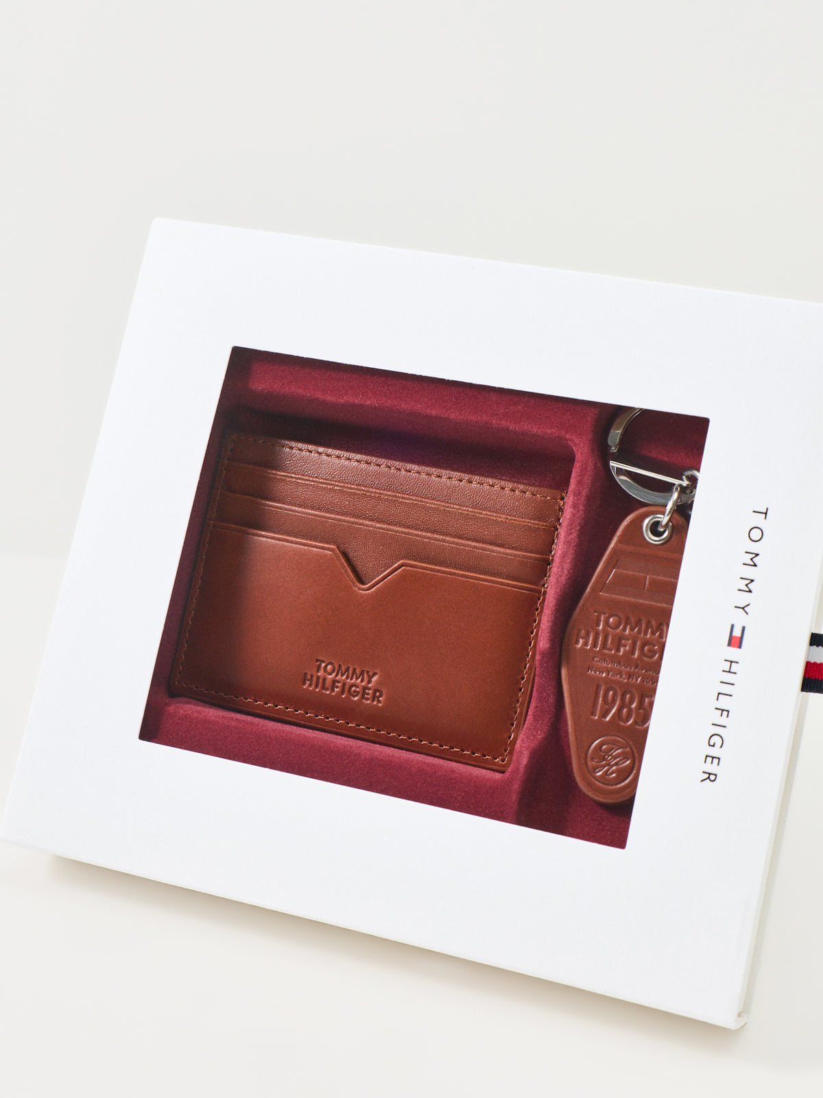 Leather Card Holder & Key Fob Gift Set - Winter Cognac