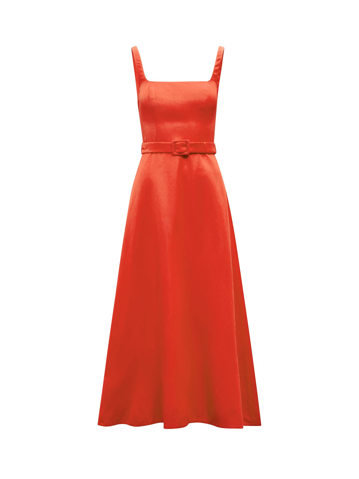 Hayden Square Neck Midi Dress Red