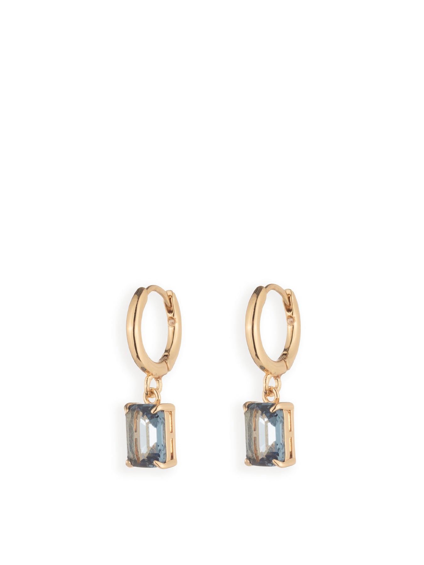 12mm Huggie Drop Earrings - Gold & Emerald