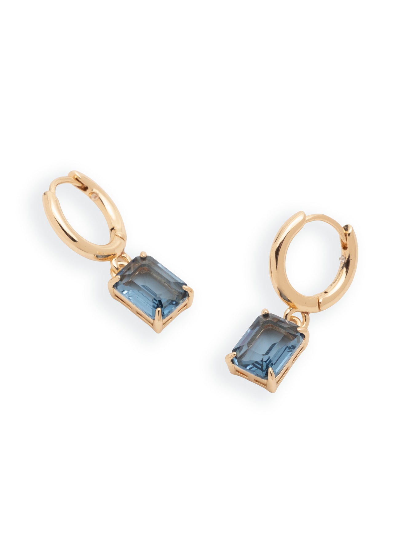 12mm Huggie Drop Earrings - Gold & Emerald