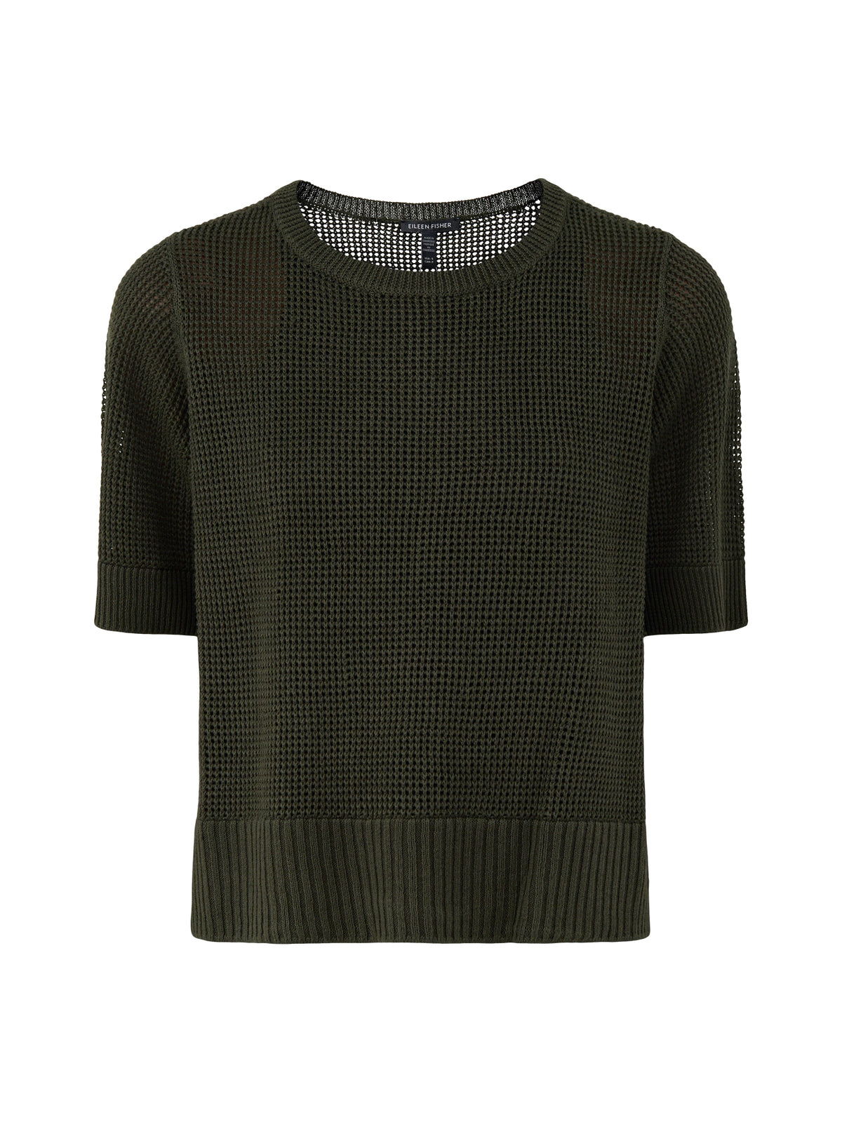 Organic Linen & Cotton Short-Sleeved Sweater - Seaweed