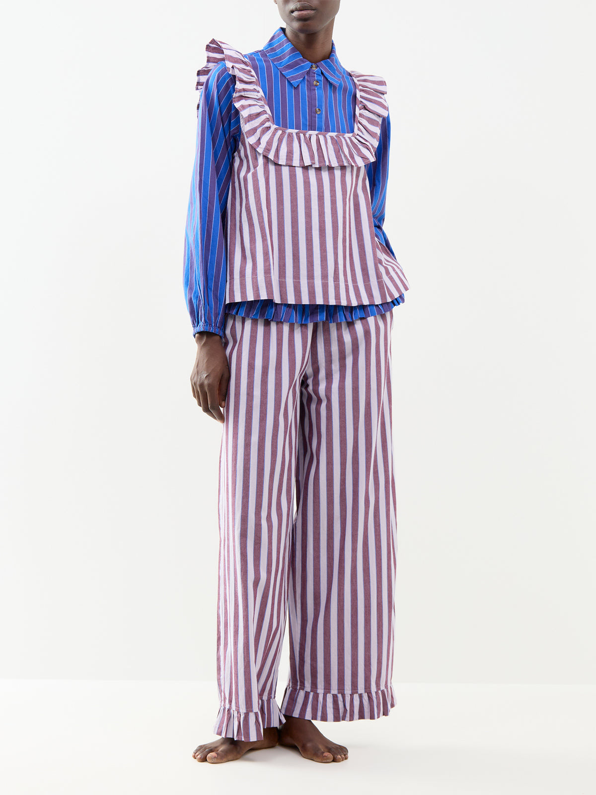 Bobbie Cotton Three-Piece Pyjama Set