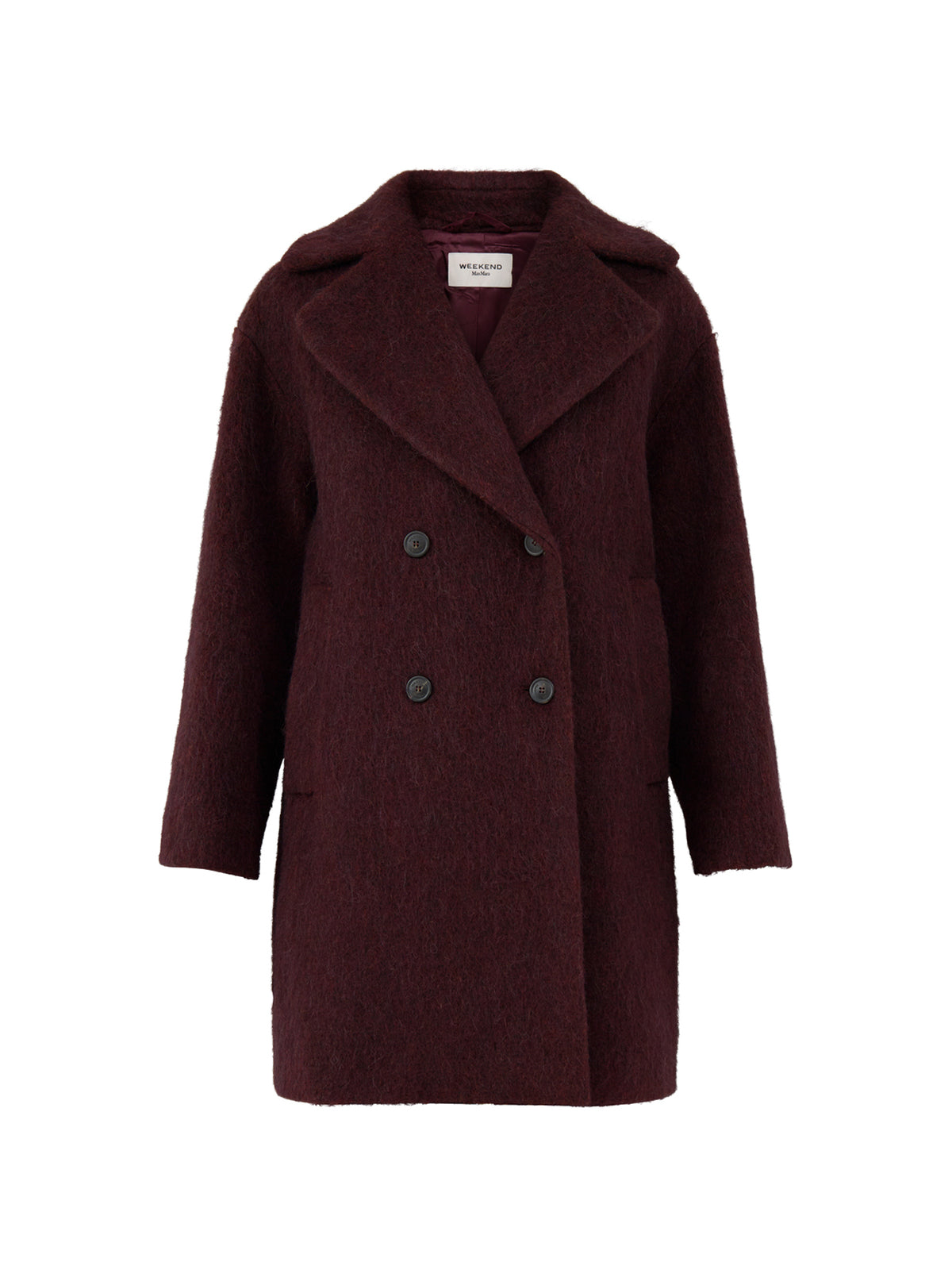 Virgin Wool, Mohair & Alpaca Blend Accento Coat - Bordeaux