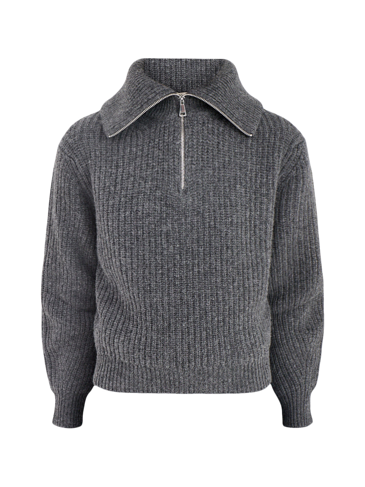 Laser Wool Zip Neck Jumper Grey