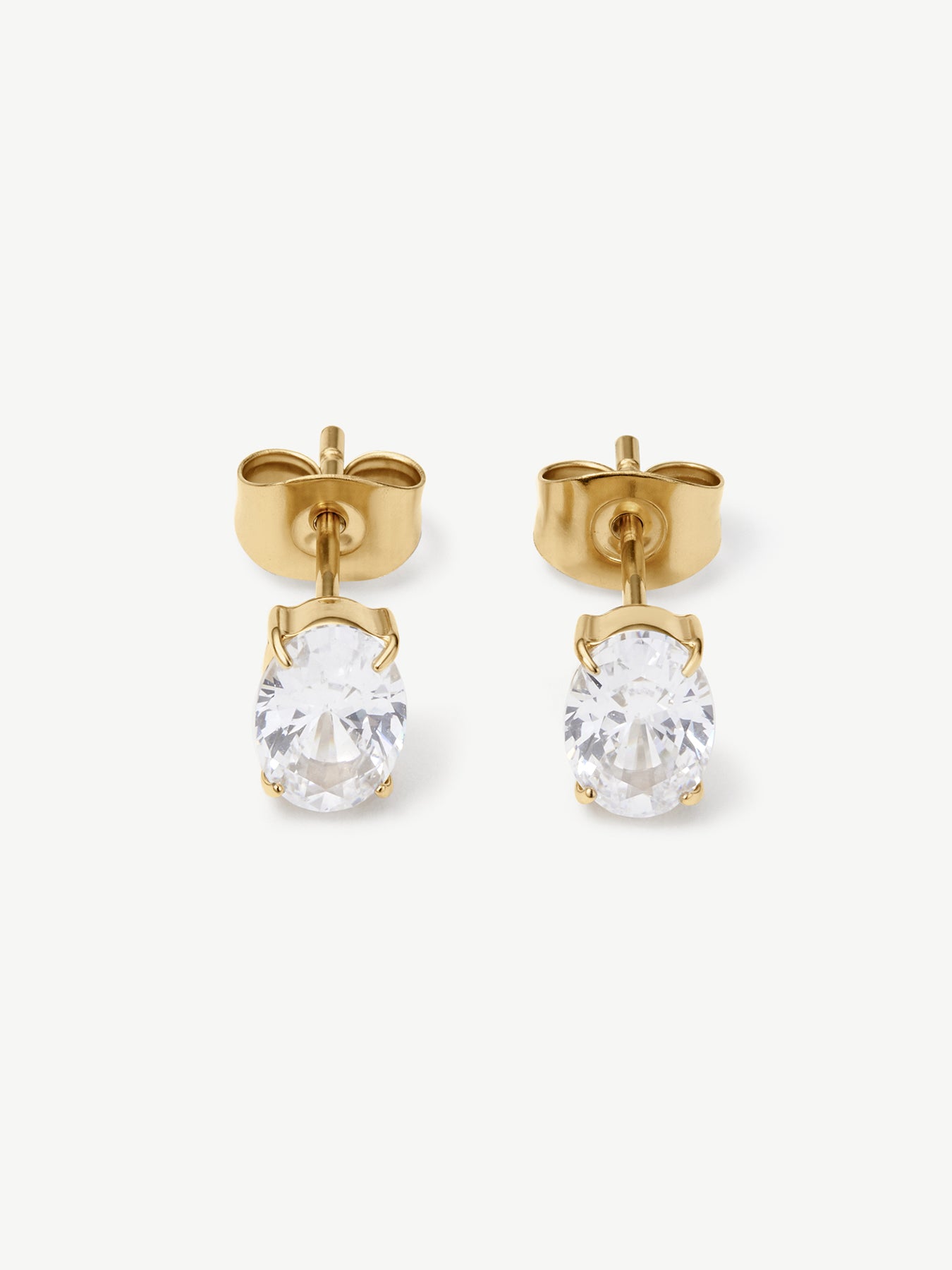 Oval Tennis Stud Earrings Gold