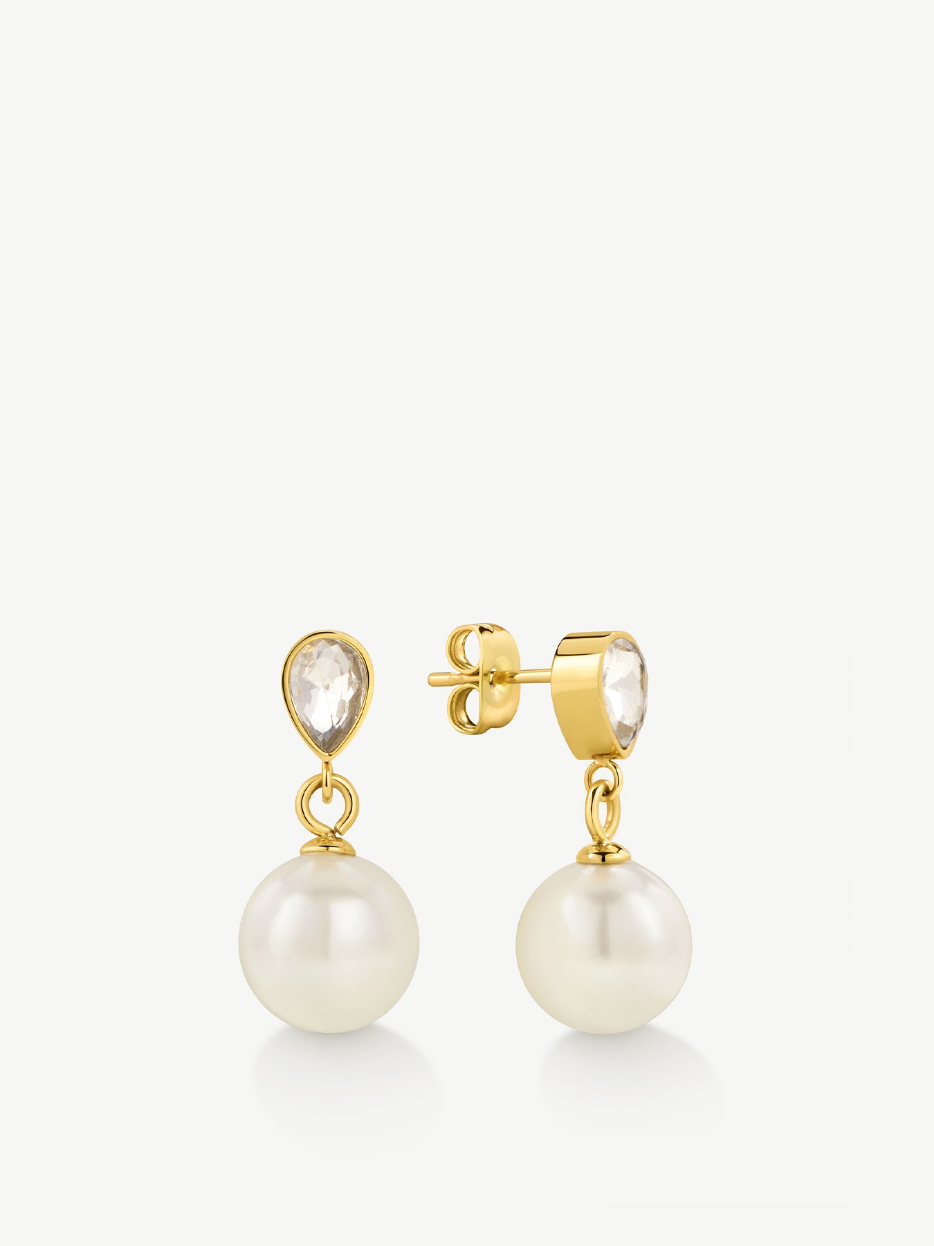 Pear Pearl Drop Earrings Gold