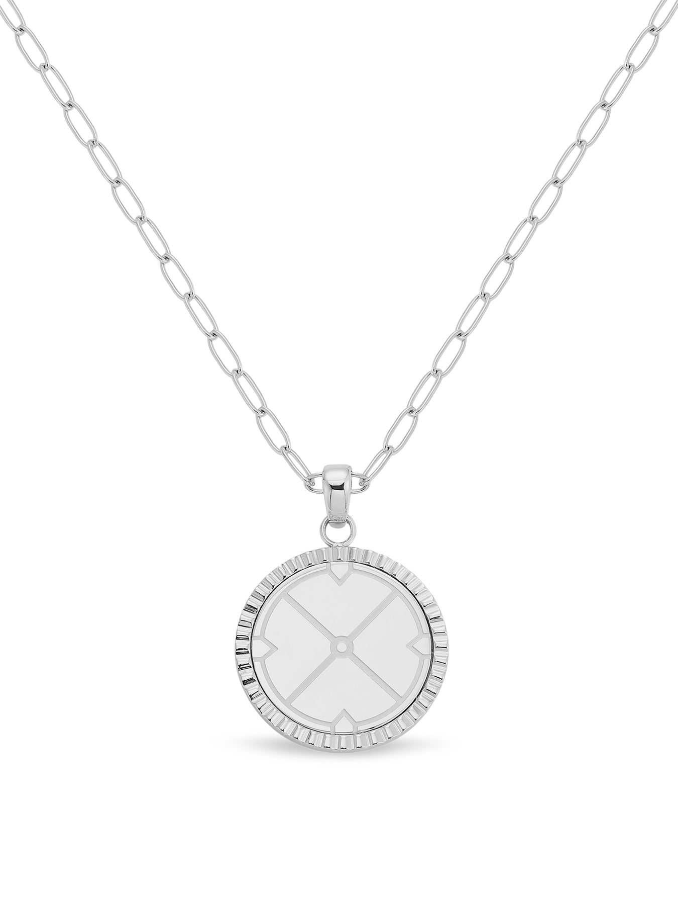 Compass Pendant Necklace Silver