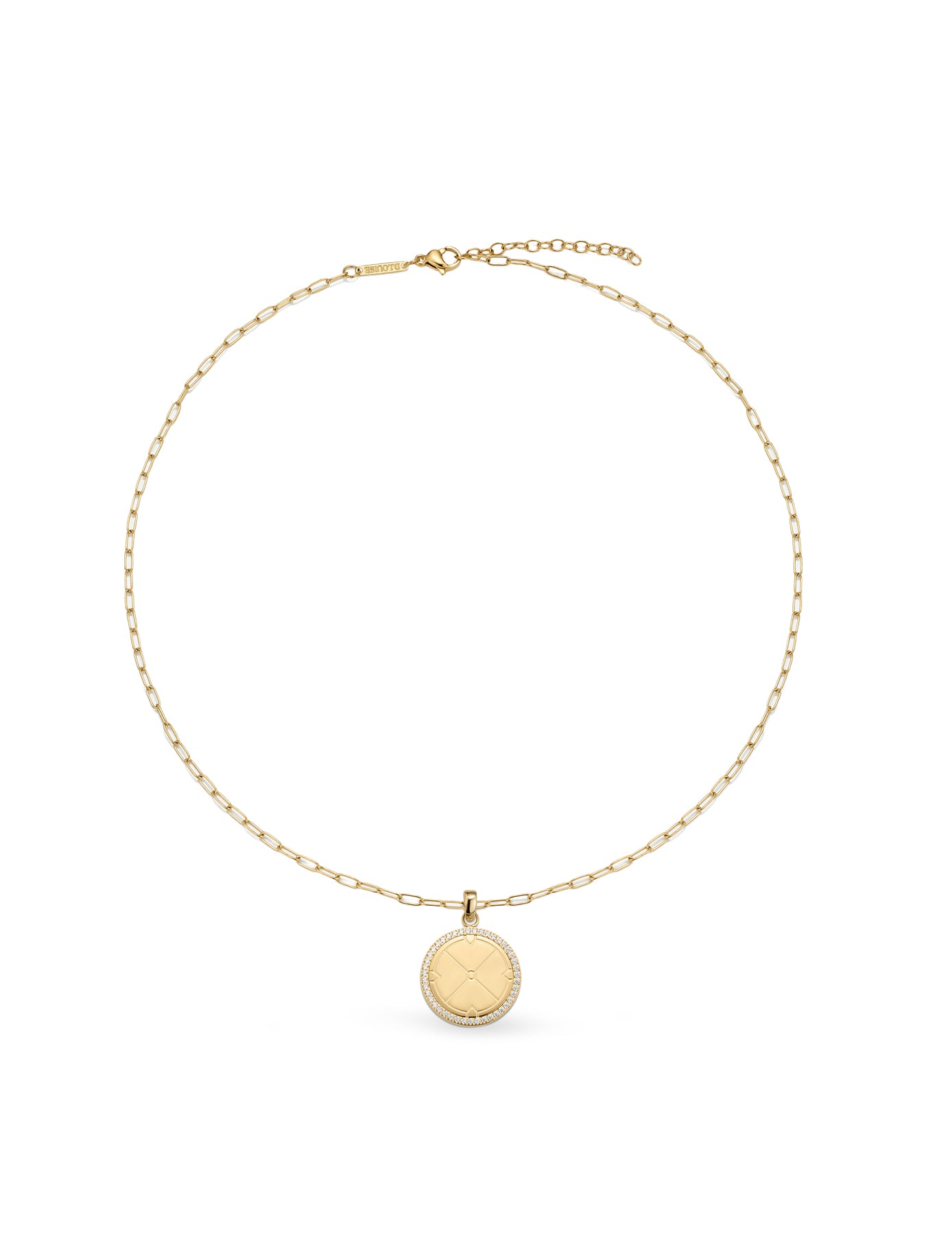 Engravable Compass Pendant Necklace Gold