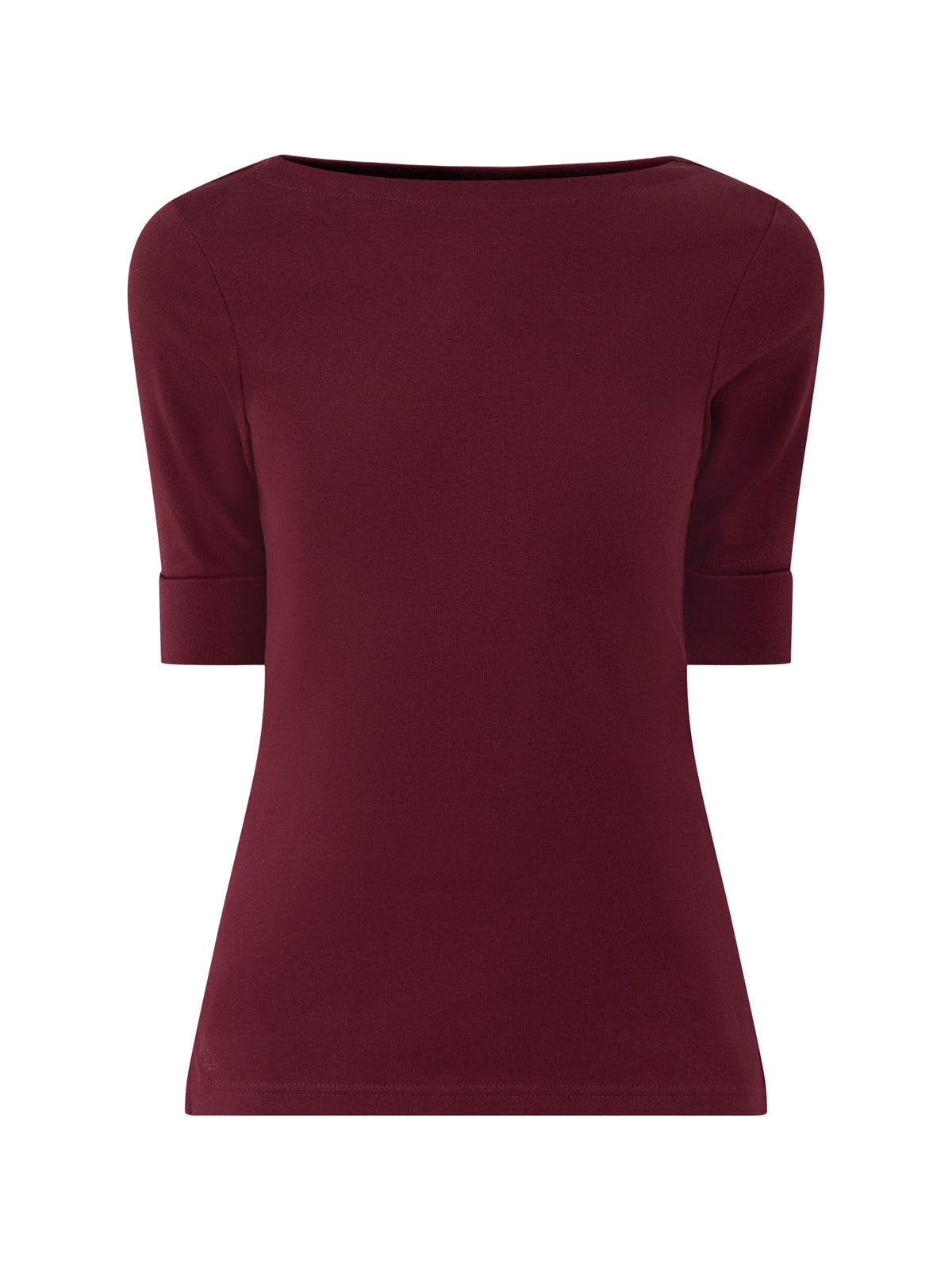 Cotton Blend Judy Elbow Sleeve Knit Top - Dark Garnet